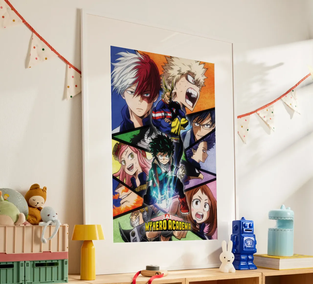 My Hero Academia - Mosaico di personaggi poster con telaio in alluminio da Victoria