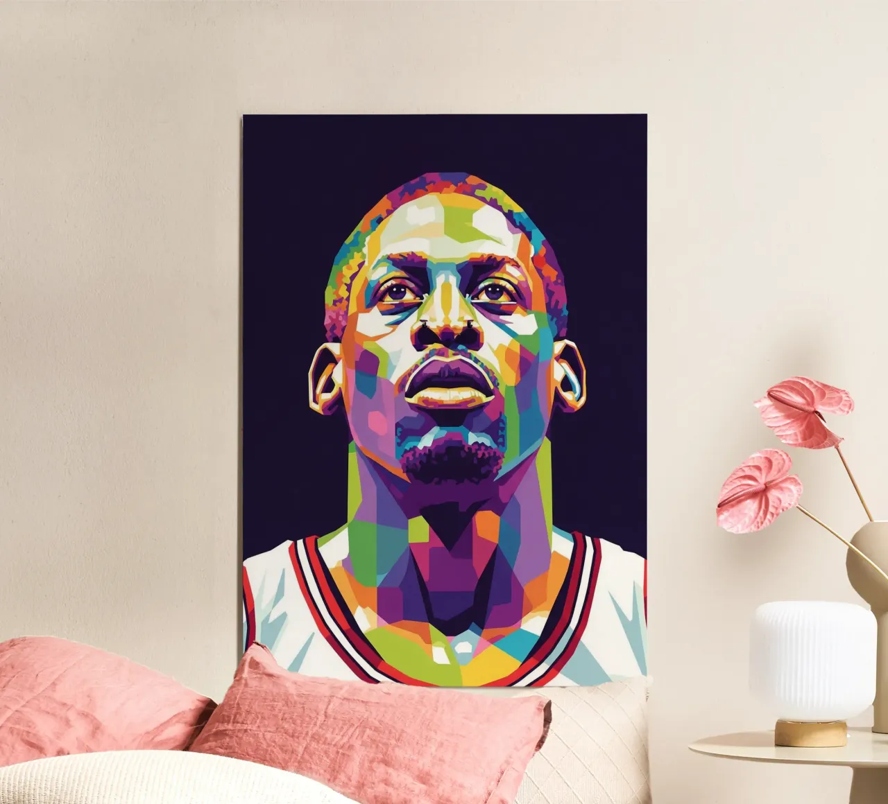 Dennis Rodman pop art #2 poster con telaio in alluminio da Hantamrata
