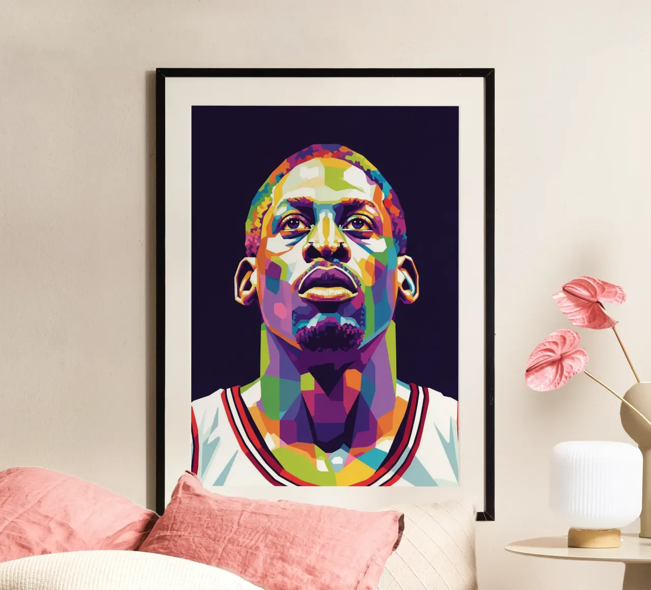 Dennis Rodman pop art #2 poster con telaio in alluminio da Hantamrata