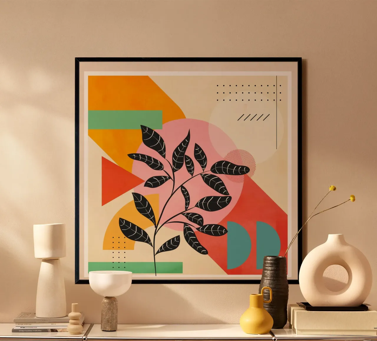 Tropical Geometry 8 poster con telaio in legno da cityart