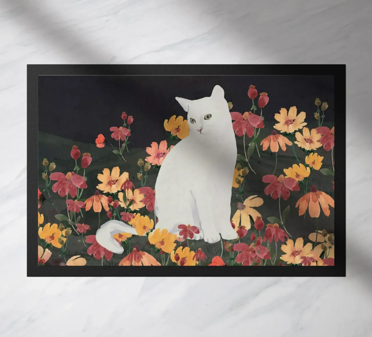 gatto in un campo di fiori 4 zerbino da ThingDesign