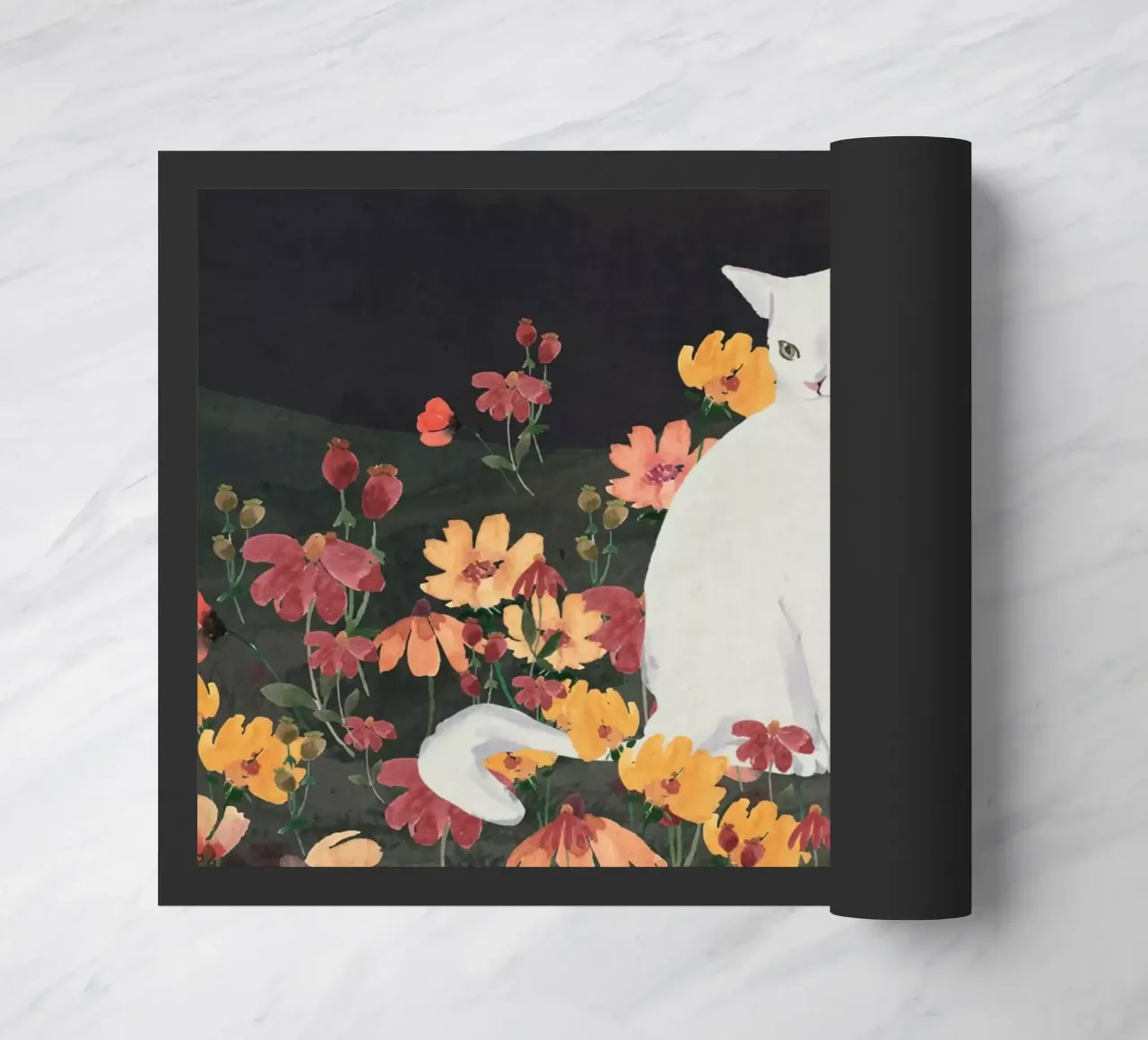 gatto in un campo di fiori 4 zerbino da ThingDesign