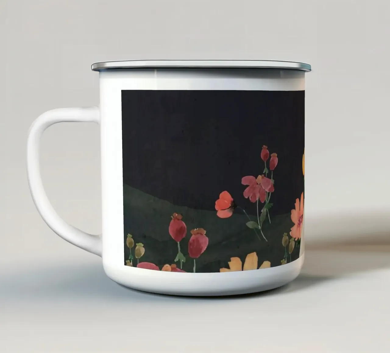 gatto in un campo di fiori 4 tazza in smalto da ThingDesign