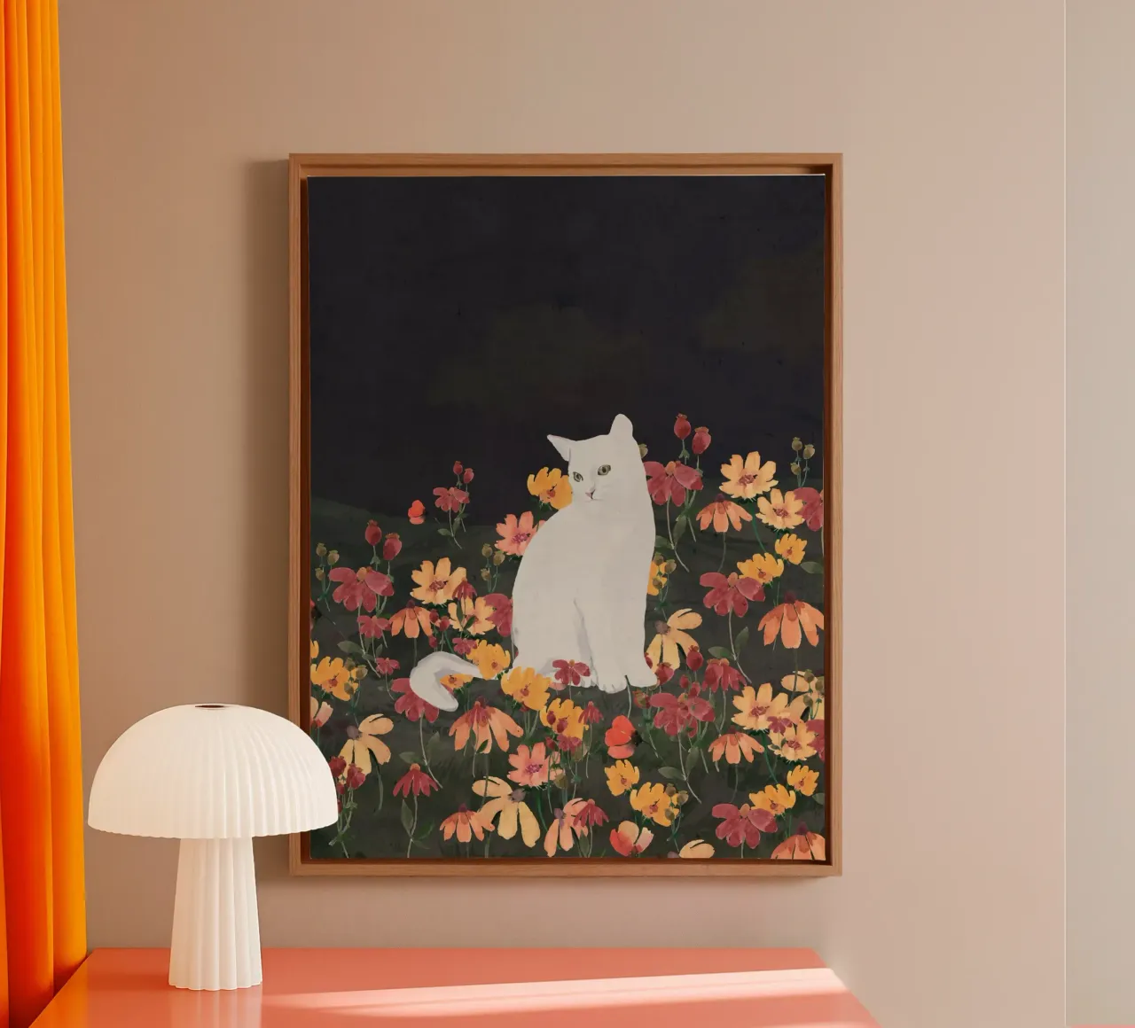 cat in a field of flowers 4 canvas by ThingDesign