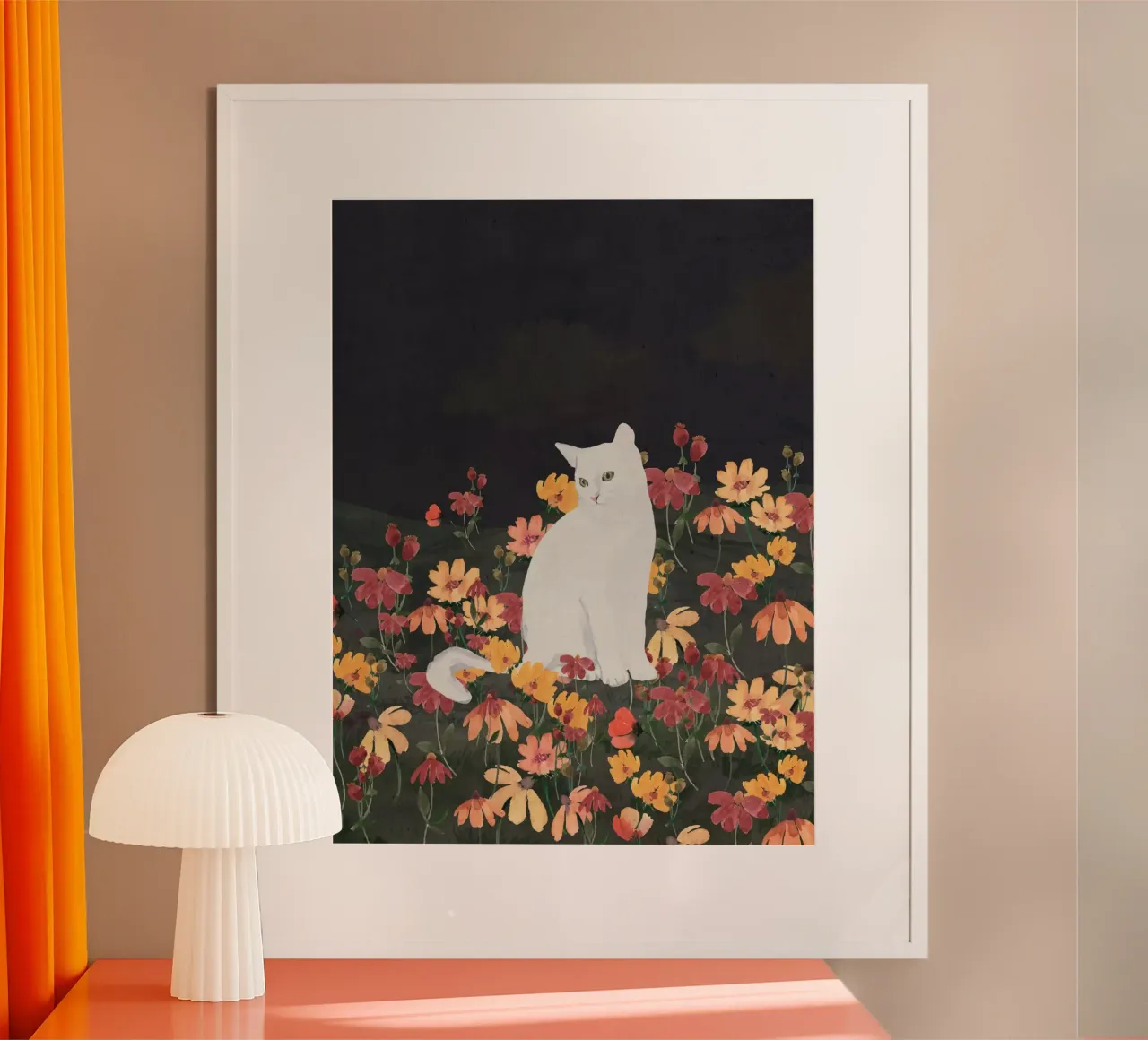 gatto in un campo di fiori 4 carta hahnemühle da ThingDesign