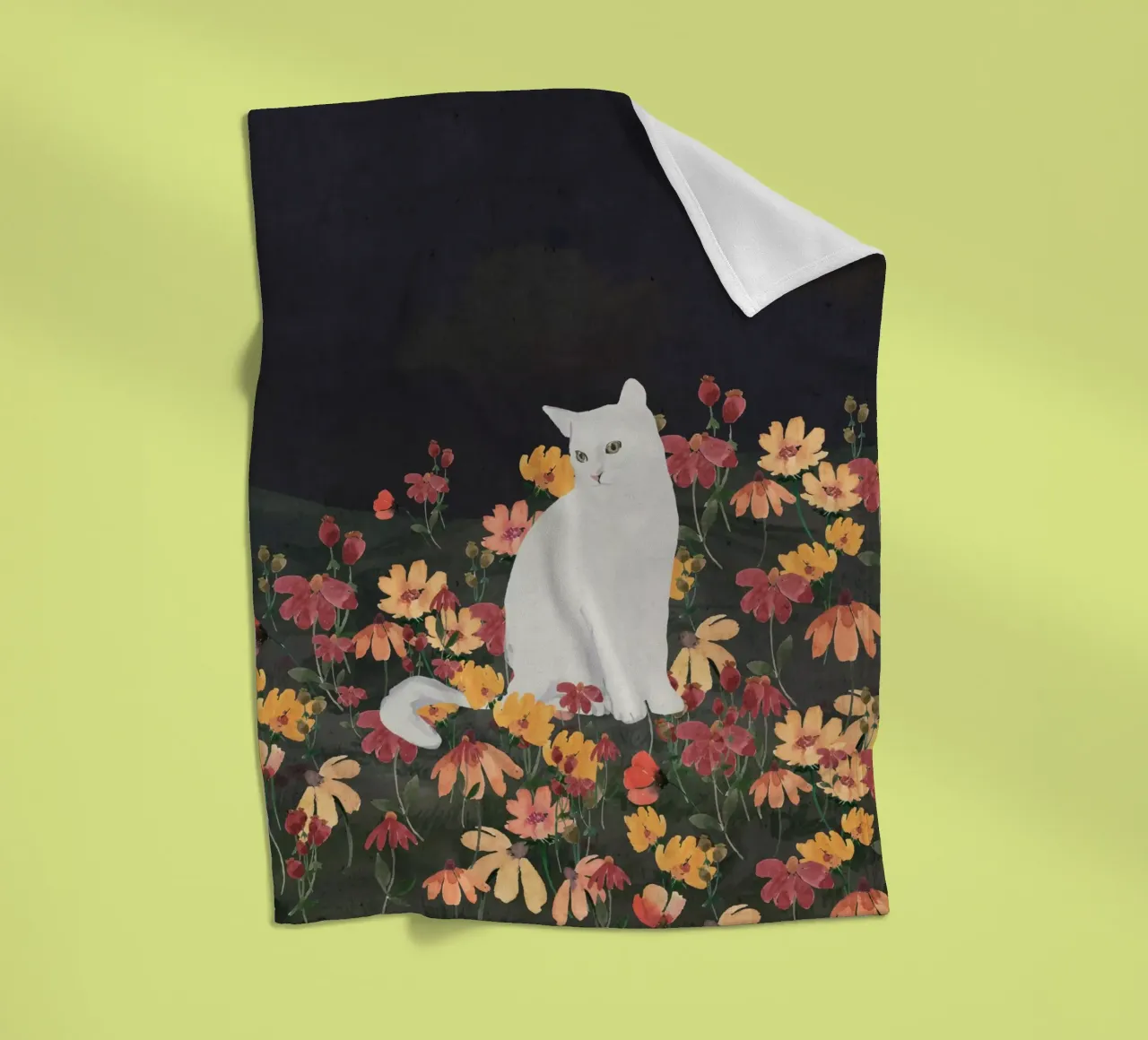 gatto in un campo di fiori 4 coperta in pile da ThingDesign