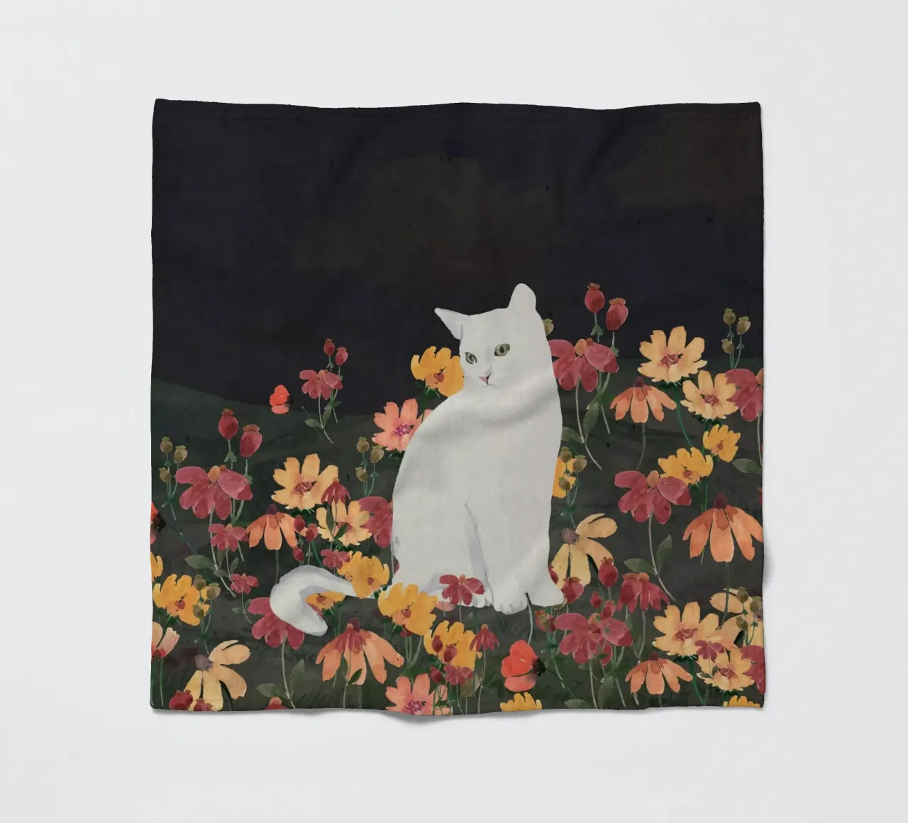 gatto in un campo di fiori 4 coperta in pile da ThingDesign