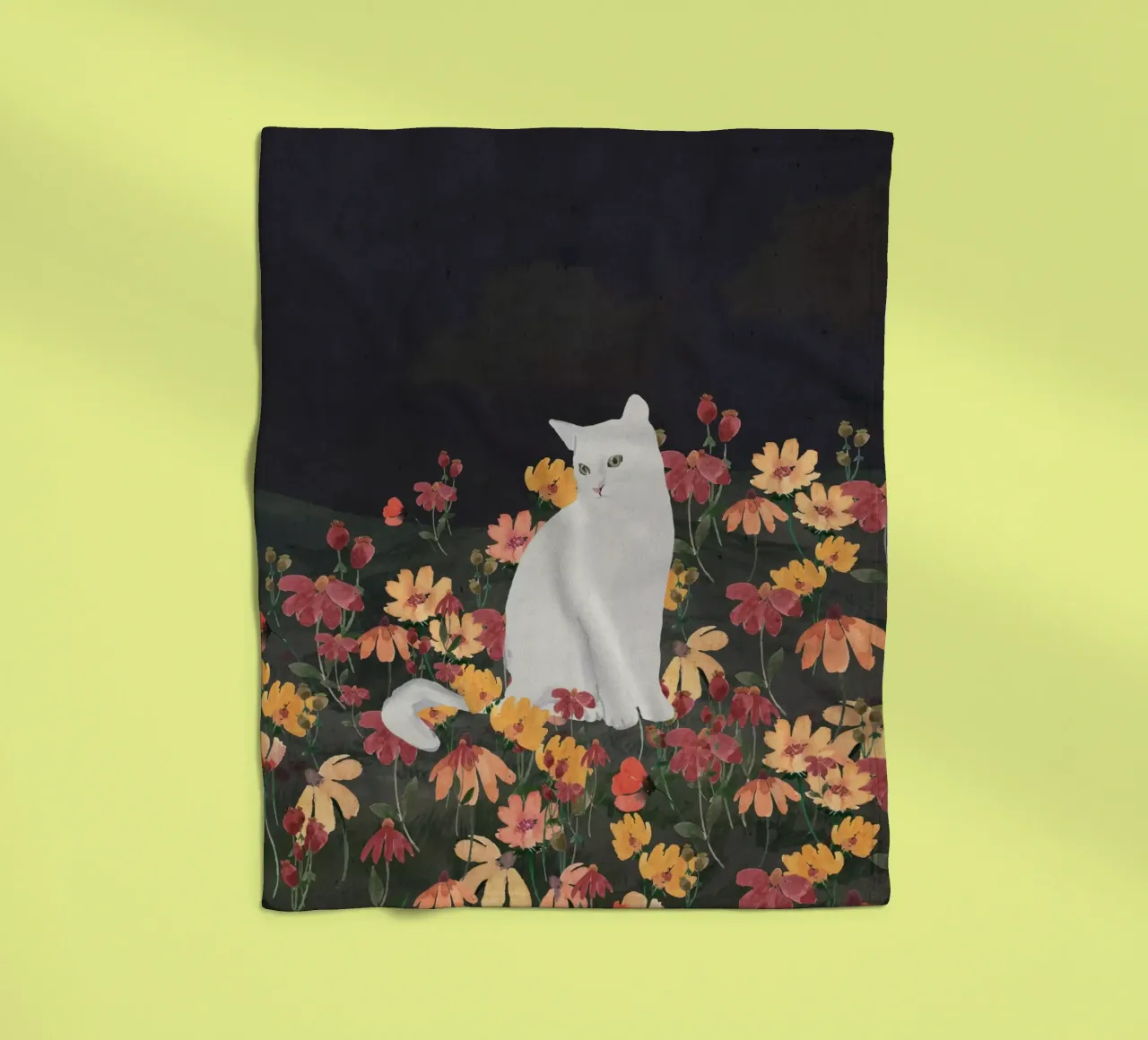 gatto in un campo di fiori 4 coperta in pile da ThingDesign