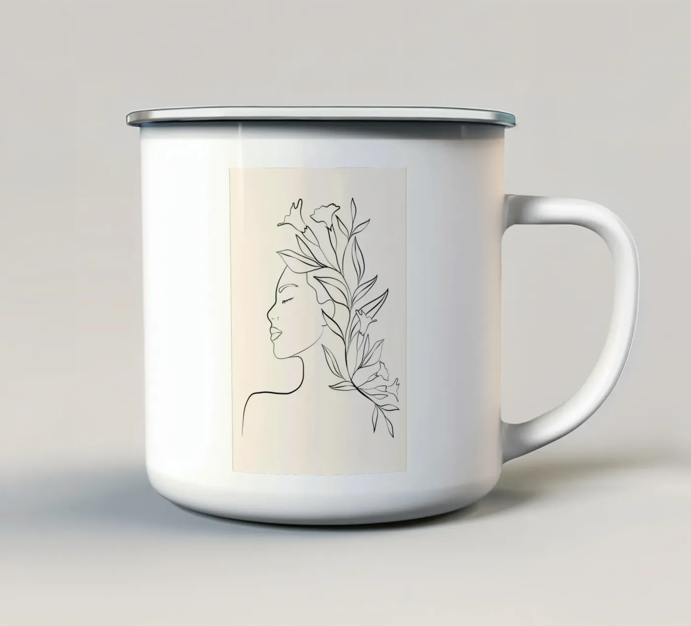 Minimal Blooming 03 enamel mug by Nadjaa