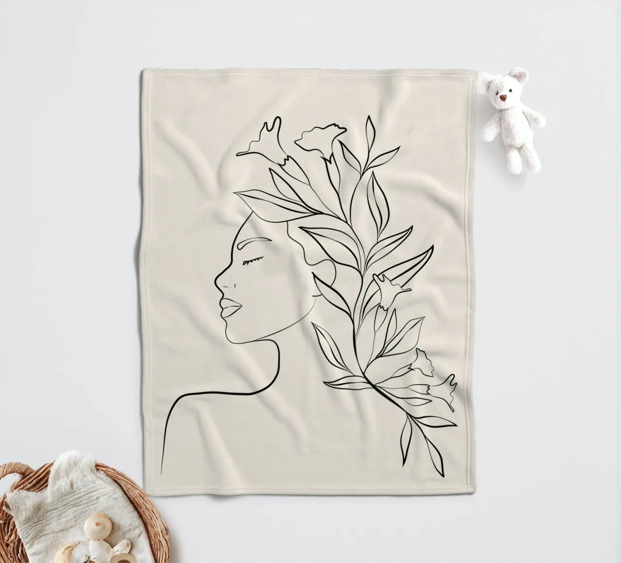 Minimal Blooming 03 Fleecedecke von Nadjaa