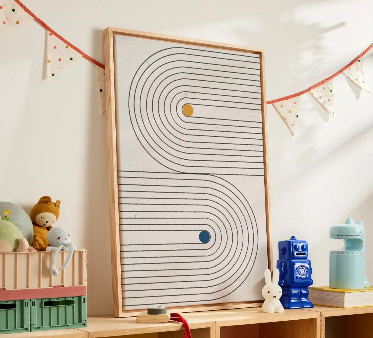 Simple Blance Dots canvas with Floater frame by The Miuus Studio