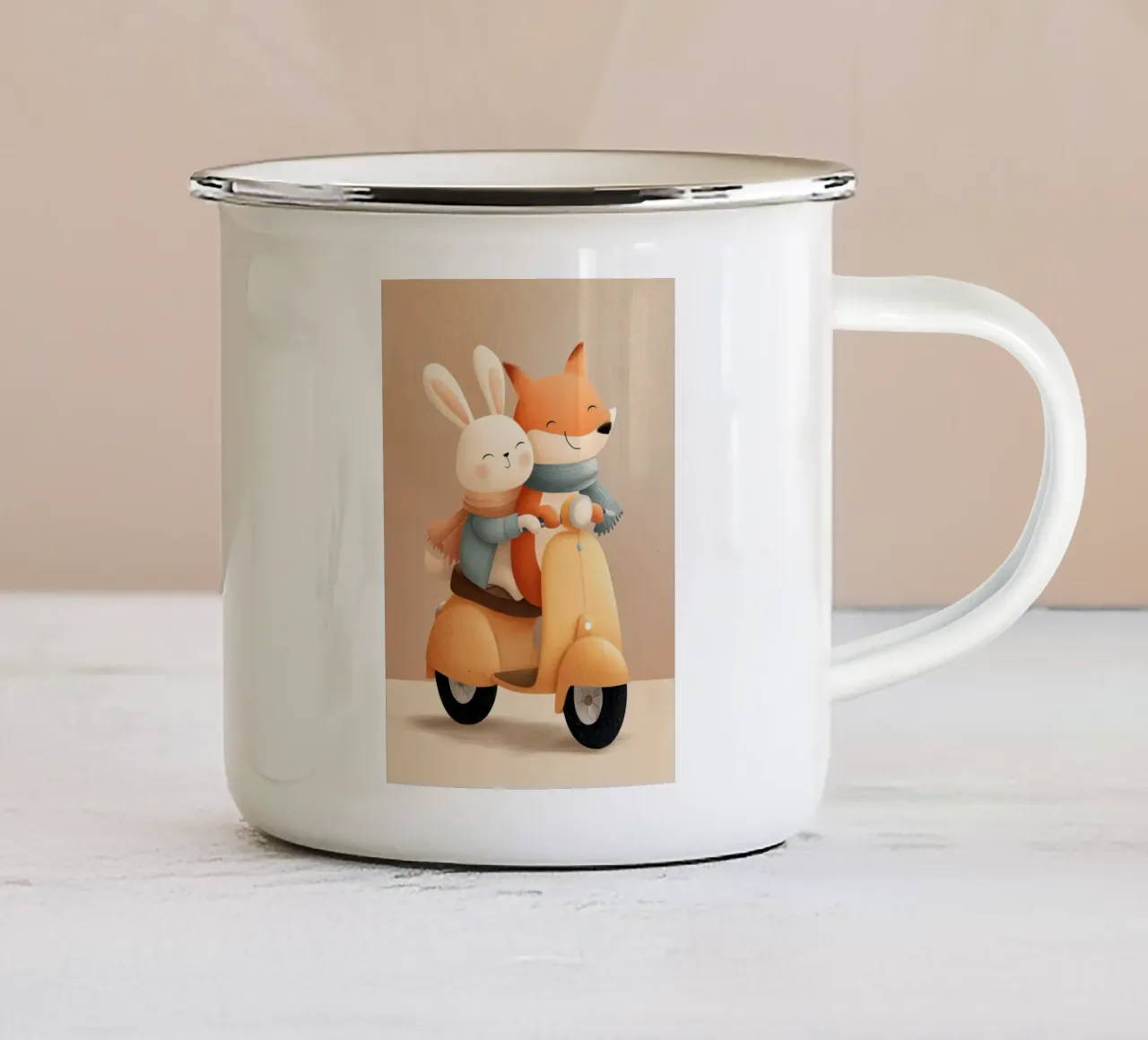 Bunny & Fox Adventures tazza in smalto da Kiara