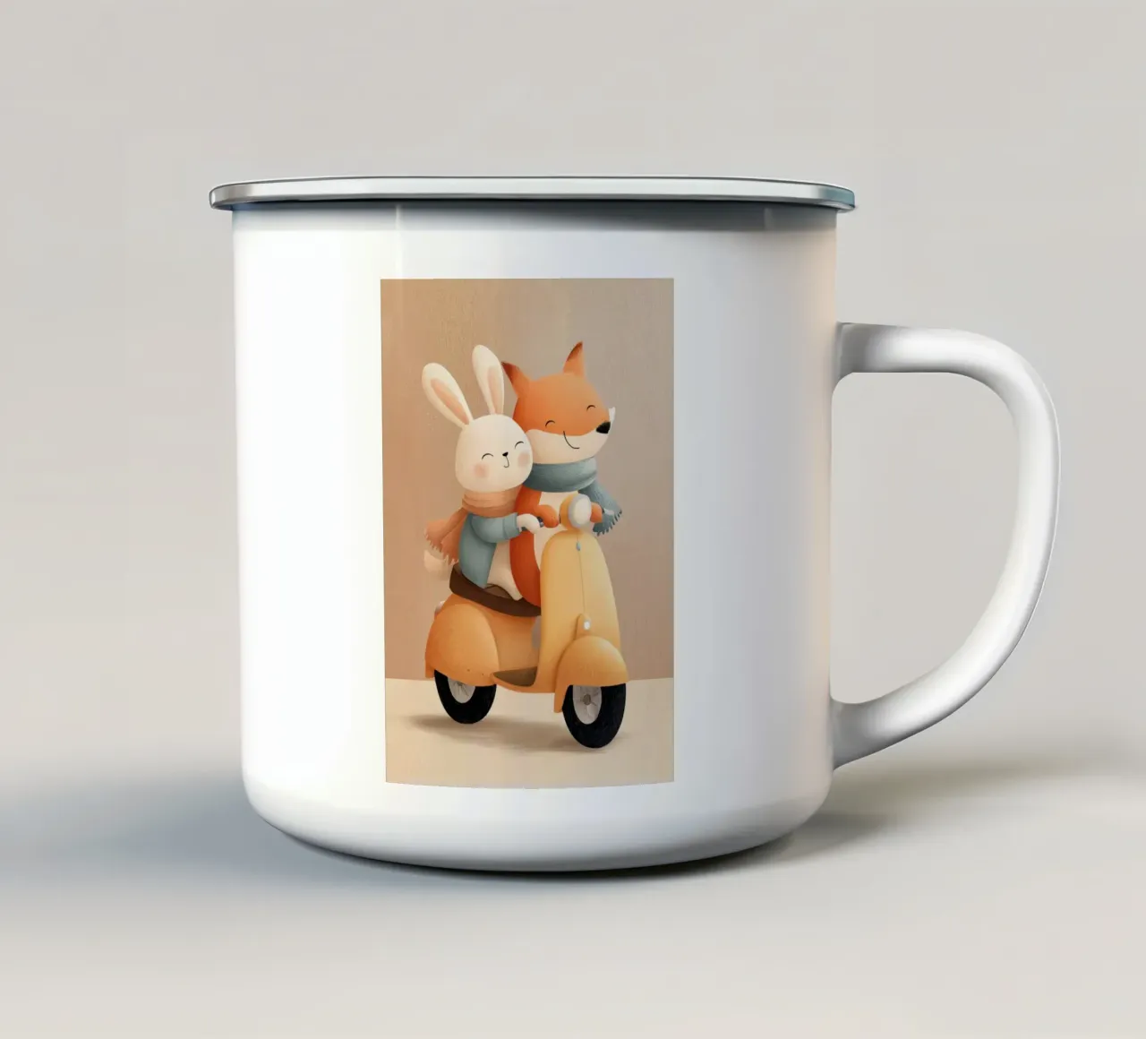 Bunny & Fox Adventures tazza in smalto da Kiara