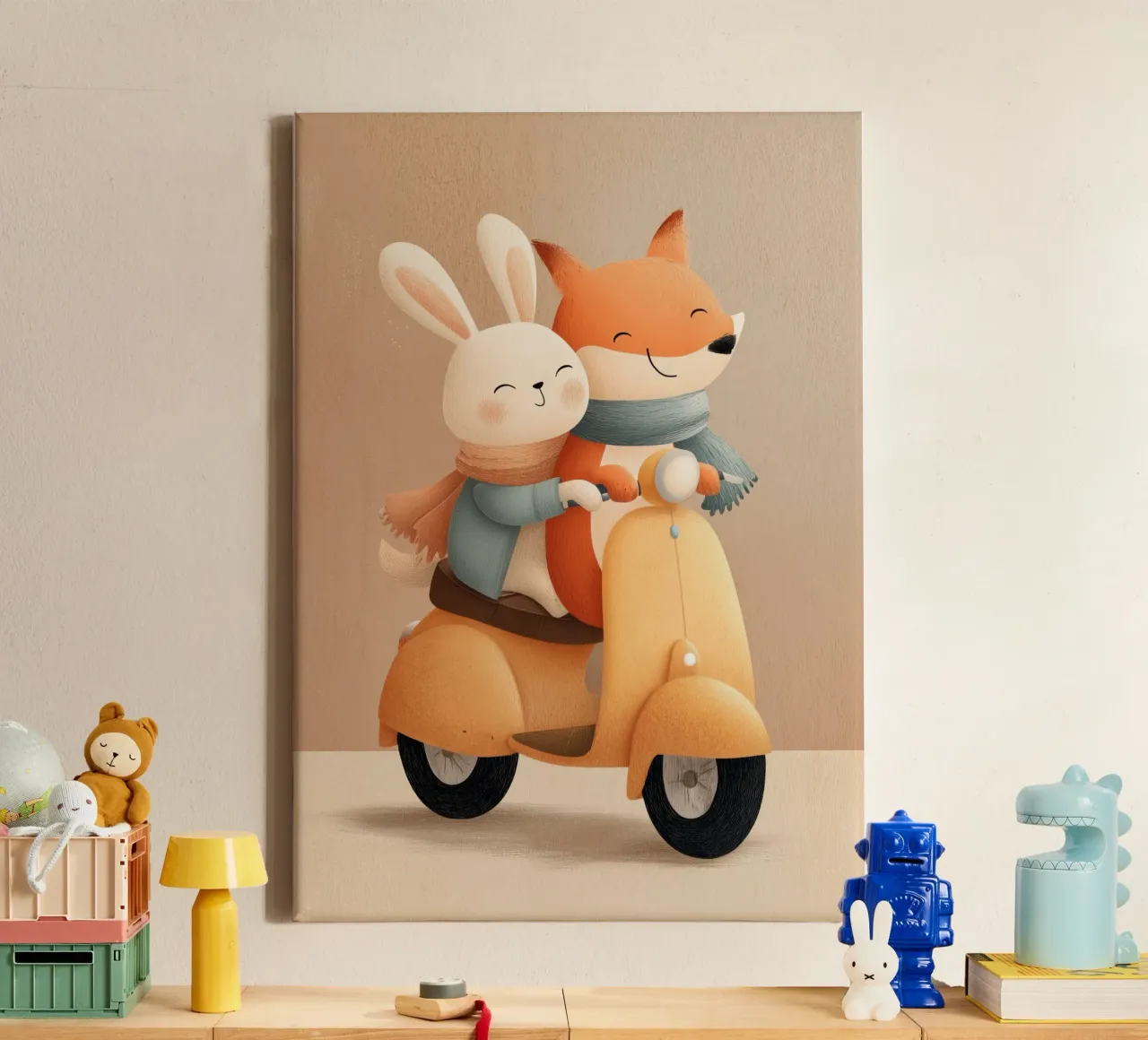 Bunny & Fox Adventures tela con Cornice a cassetta da Kiara