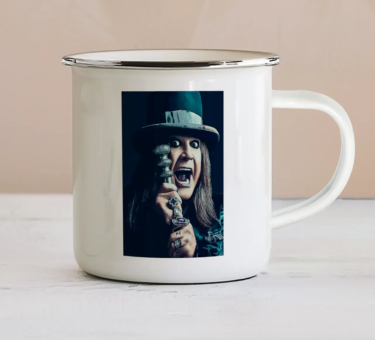 Ozzy Osbourne tazza in smalto da Musadad Shop