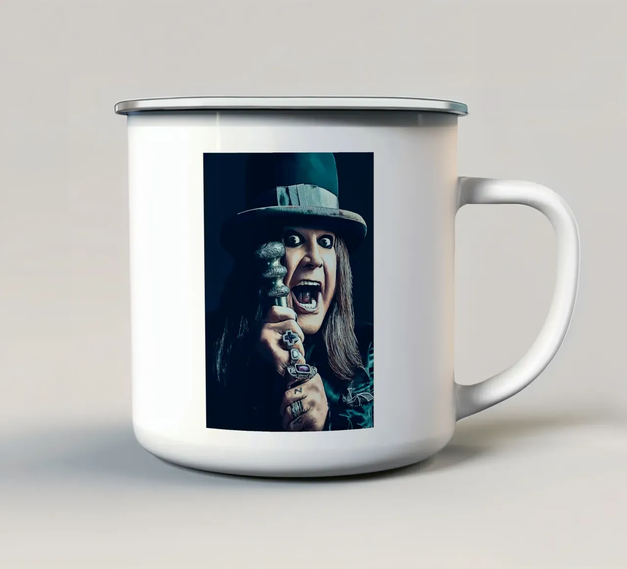Ozzy Osbourne tazza in smalto da Musadad Shop