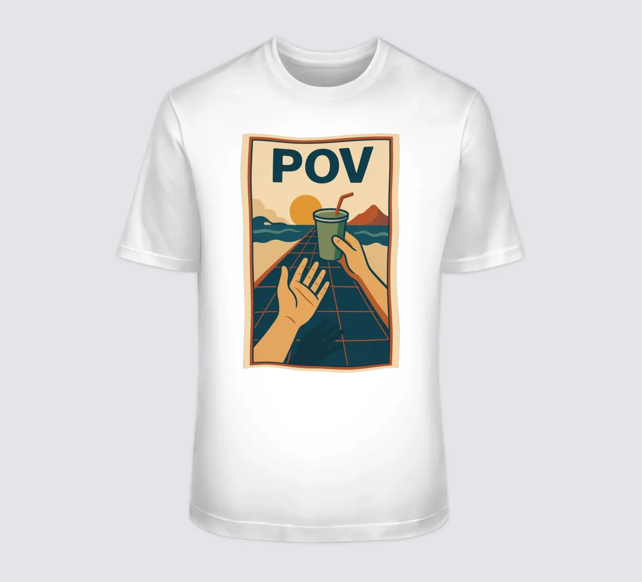 Poster POV retrò - Tramonto e condivisione di un momento t-shirt da Art Typo Essentiel