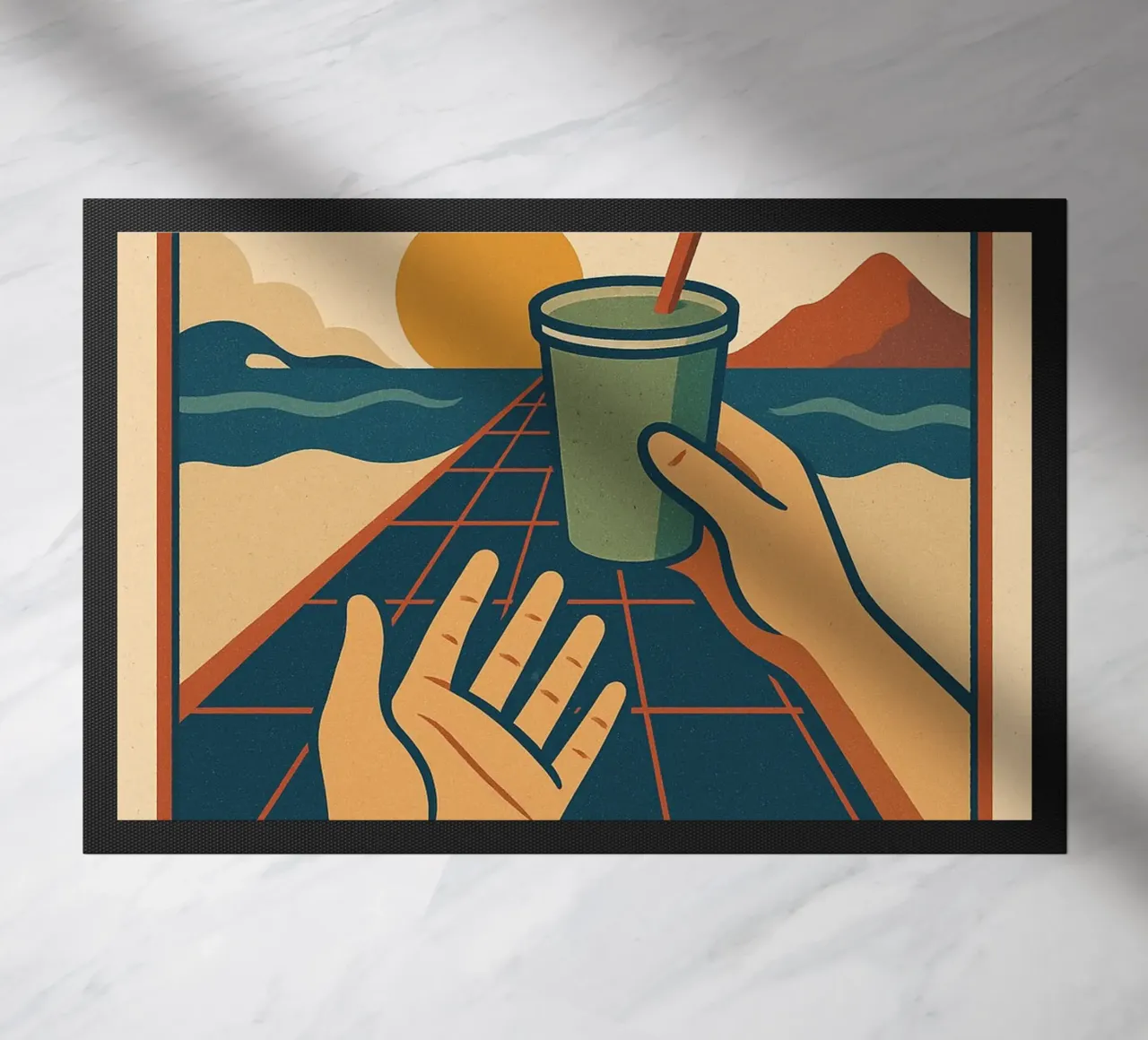 Poster POV retrò - Tramonto e condivisione di un momento zerbino da Art Typo Essentiel