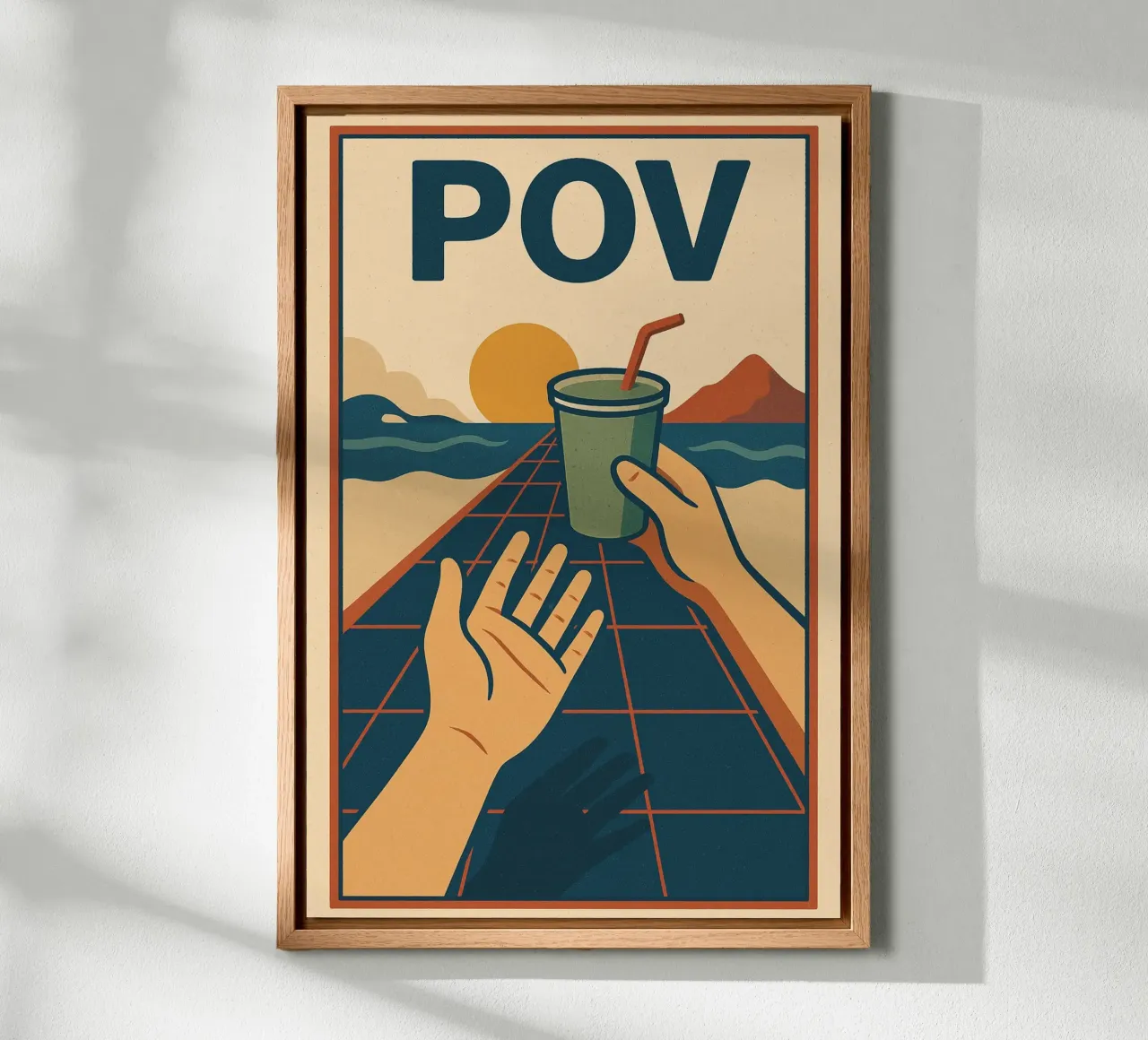 Poster POV retrò - Tramonto e condivisione di un momento alluminio dibond da Art Typo Essentiel
