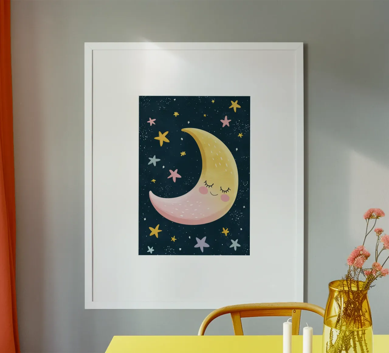 Lullaby Moon poster con telaio in alluminio da Kiara