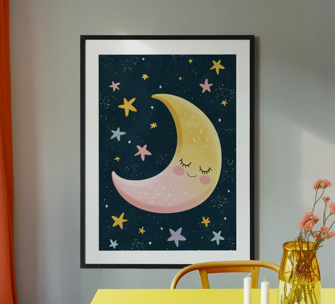Lullaby Moon poster con telaio in alluminio da Kiara
