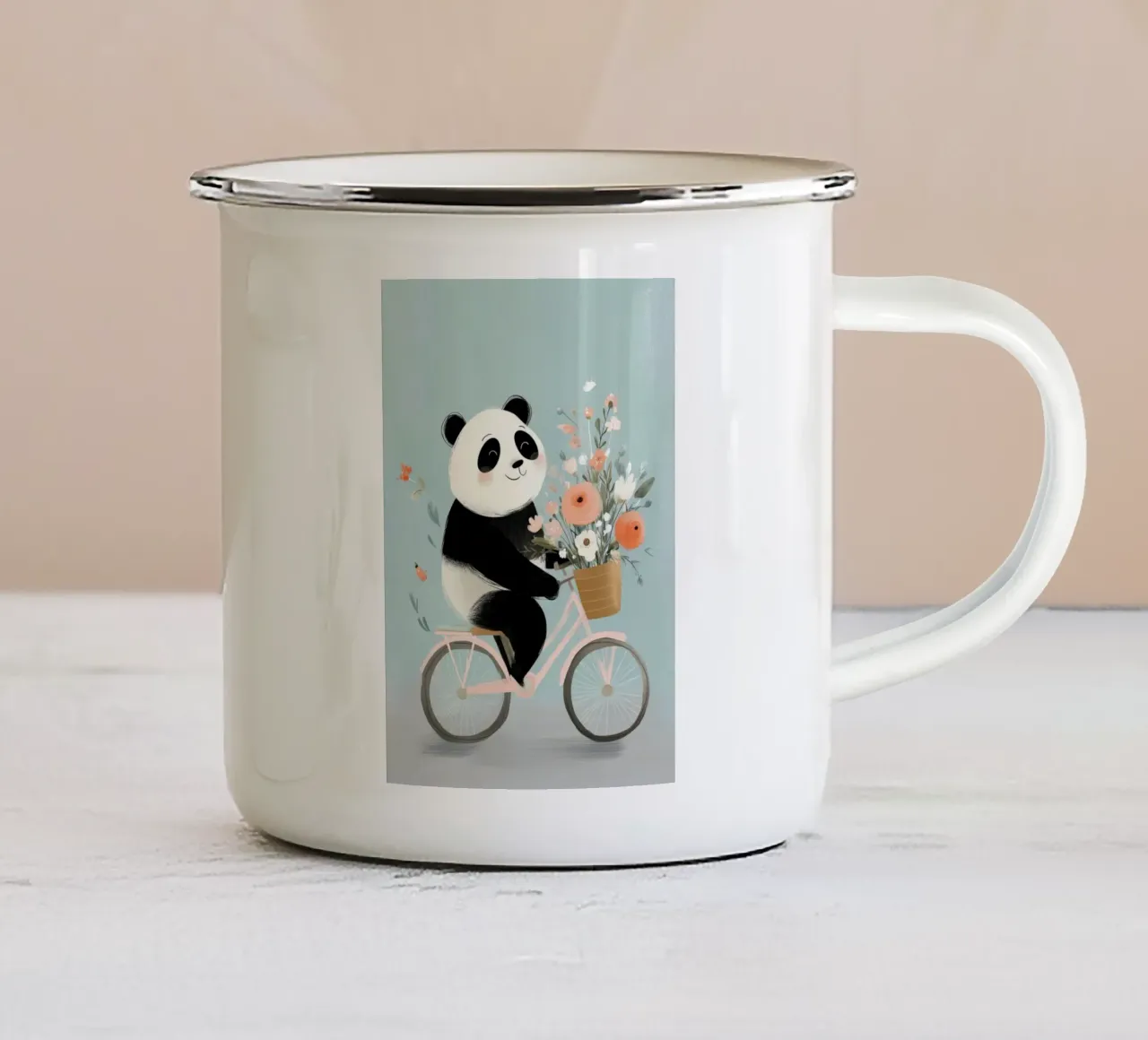 Panda on Wheels tazza in smalto da Kiara