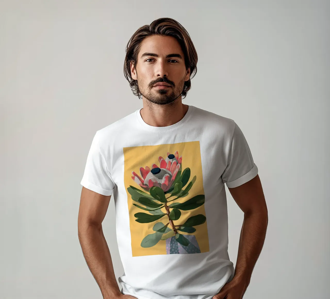 Protea Bloom with Sage Leaves t-shirt da Flow Line