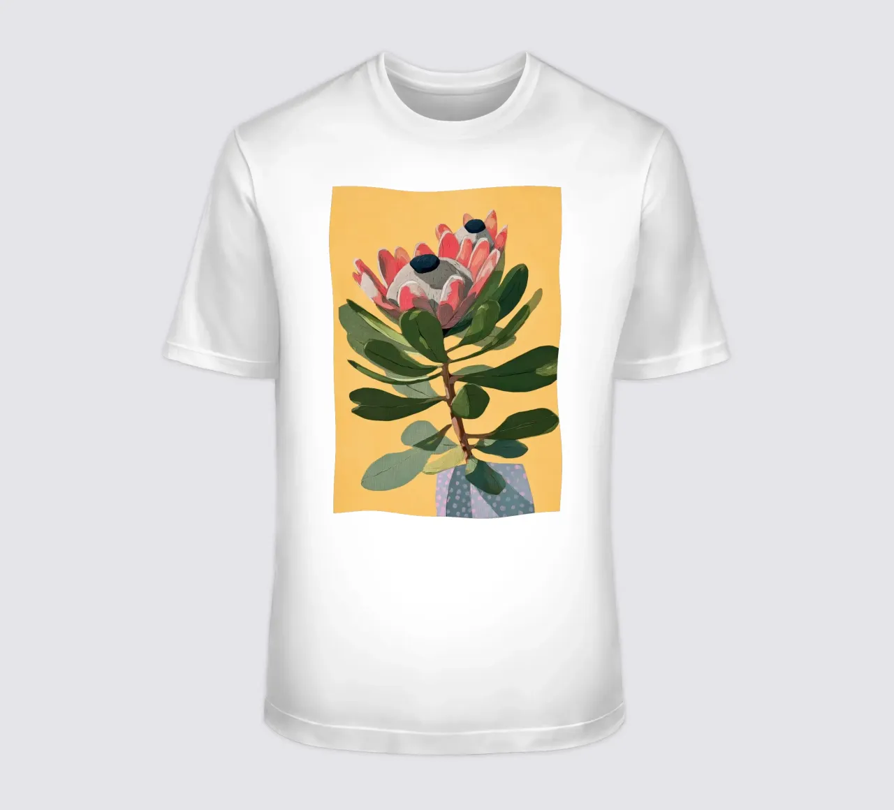 Protea Bloom with Sage Leaves t-shirt da Flow Line