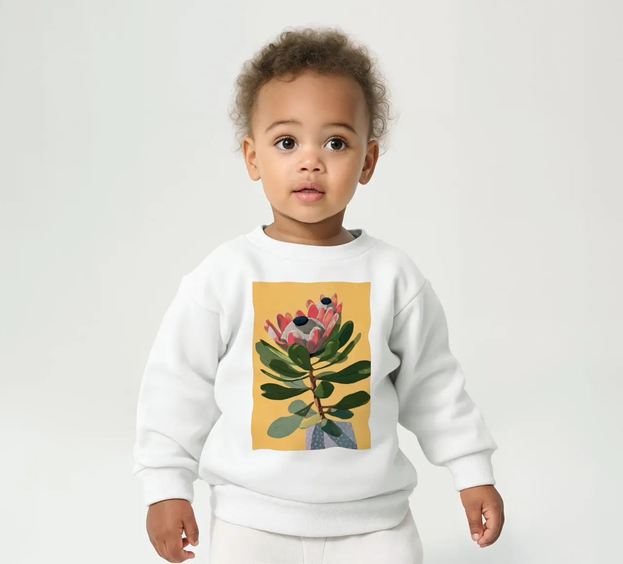Protea Bloom with Sage Leaves felpa neonato da Flow Line