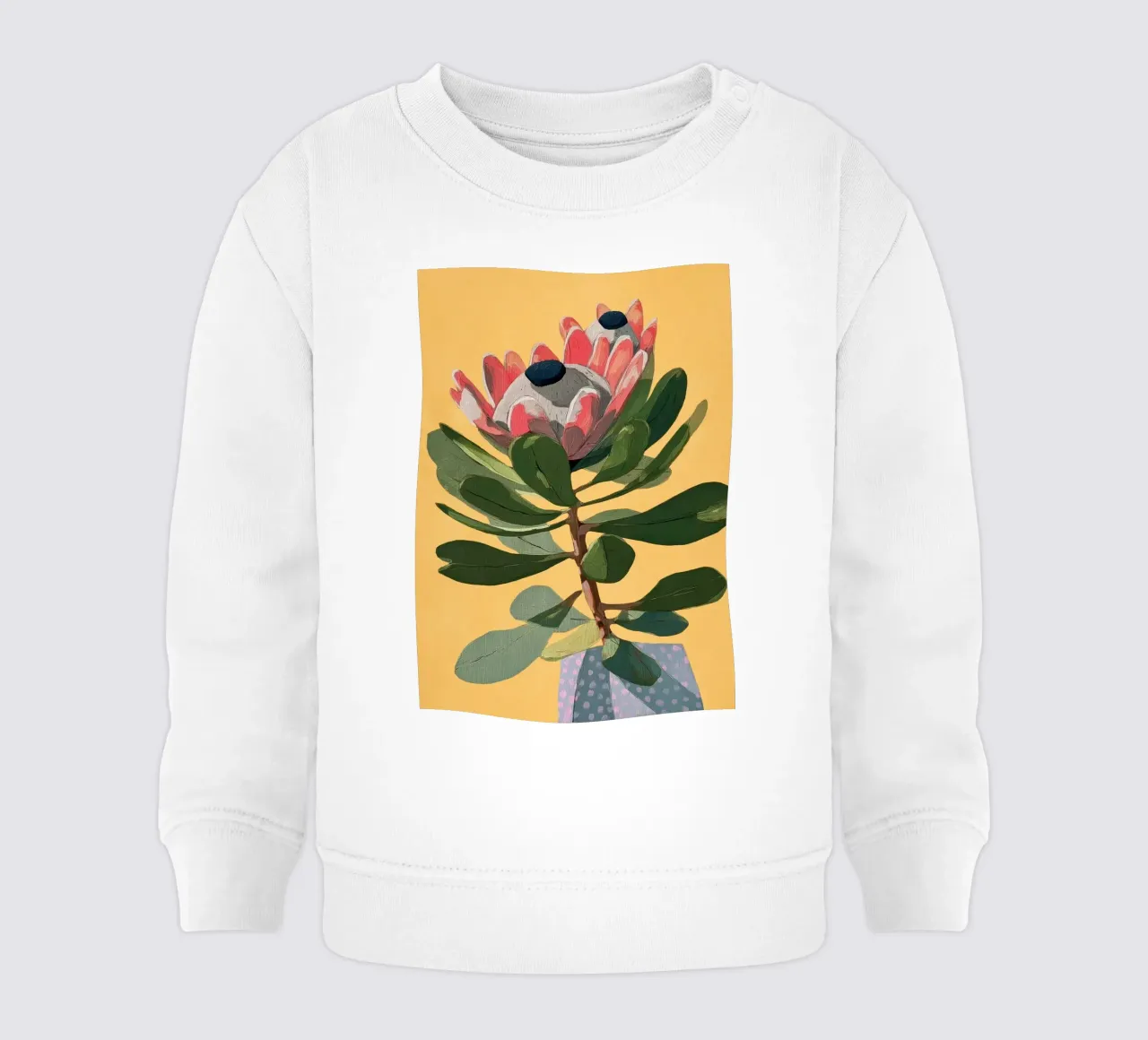 Protea Bloom with Sage Leaves felpa neonato da Flow Line