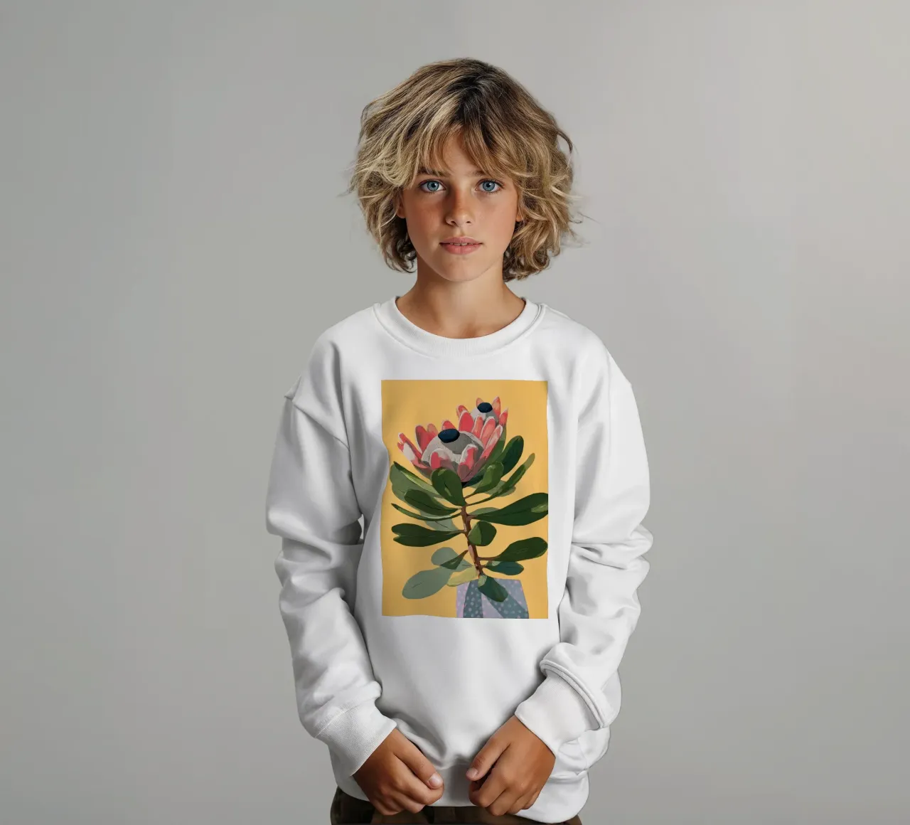 Protea Bloom with Sage Leaves felpa bambino da Flow Line