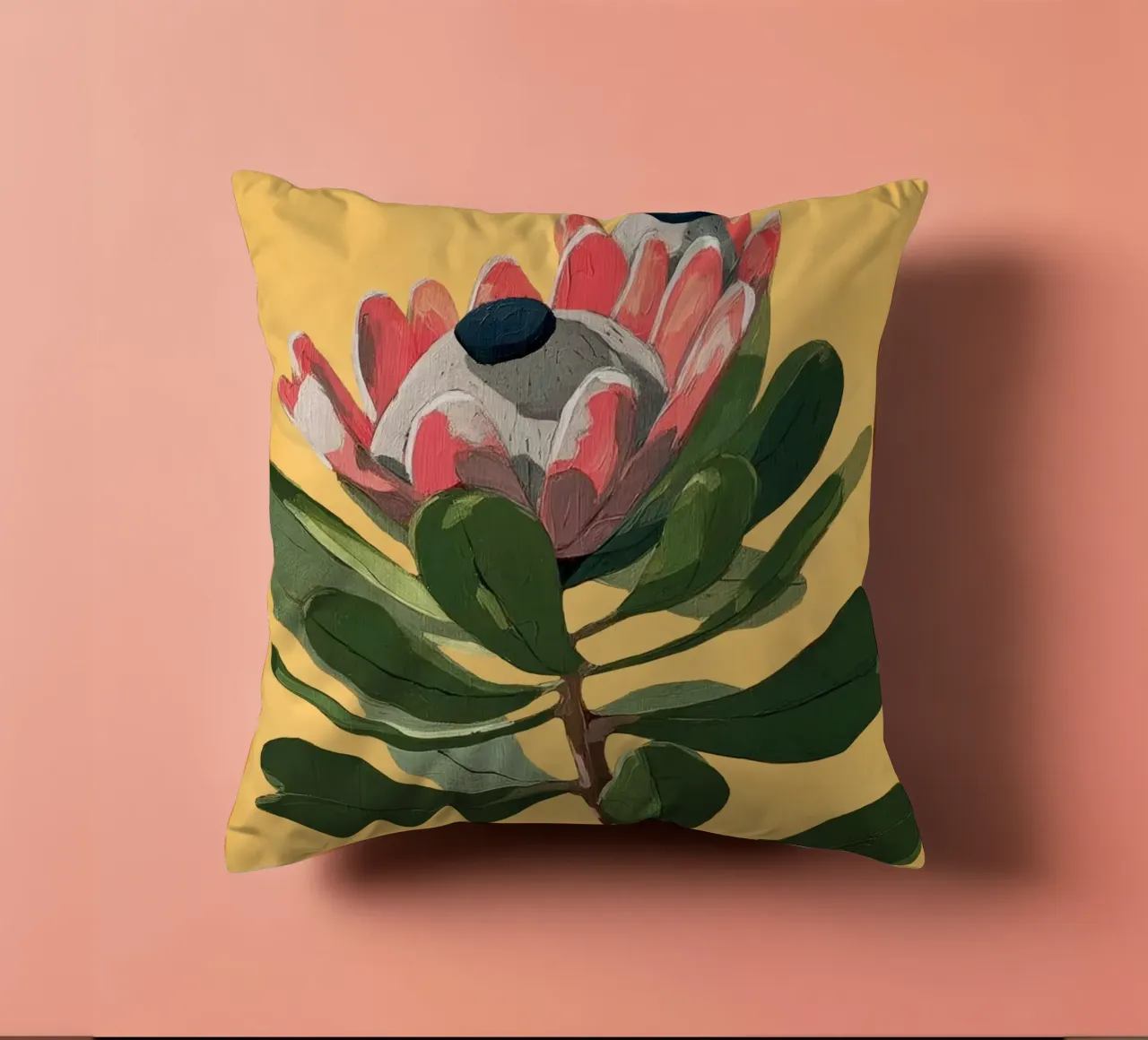 Protea Bloom with Sage Leaves cuscino da Flow Line