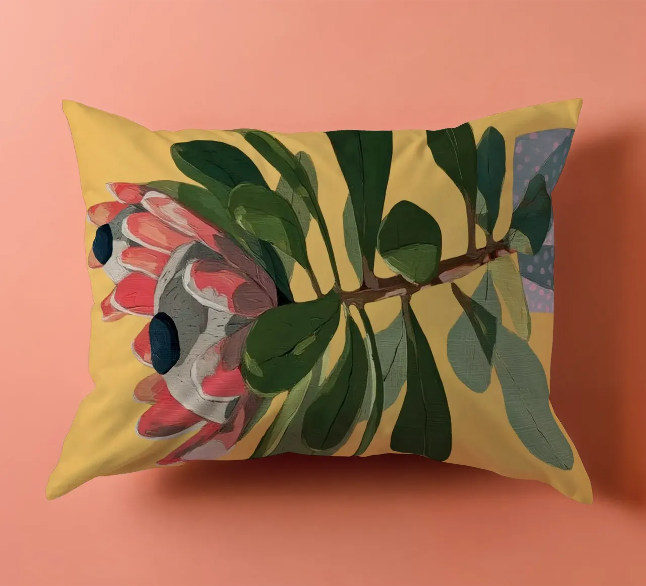 Protea Bloom with Sage Leaves cuscino da Flow Line