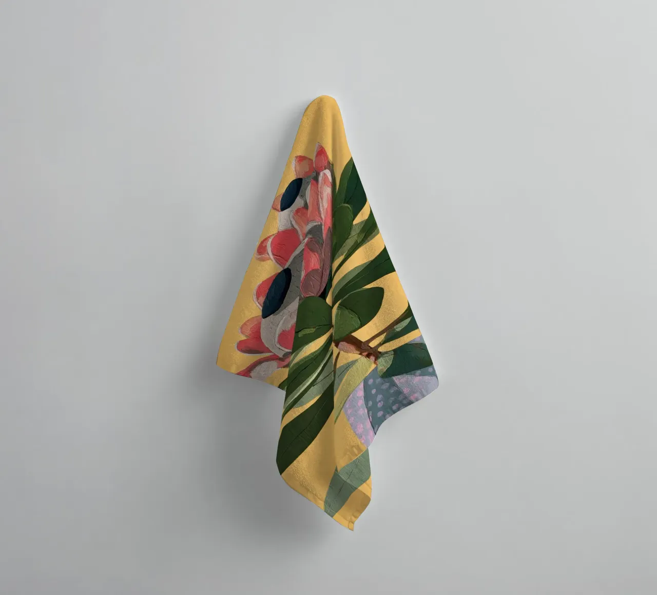 Protea Bloom with Sage Leaves asciugamano da bagno da Flow Line