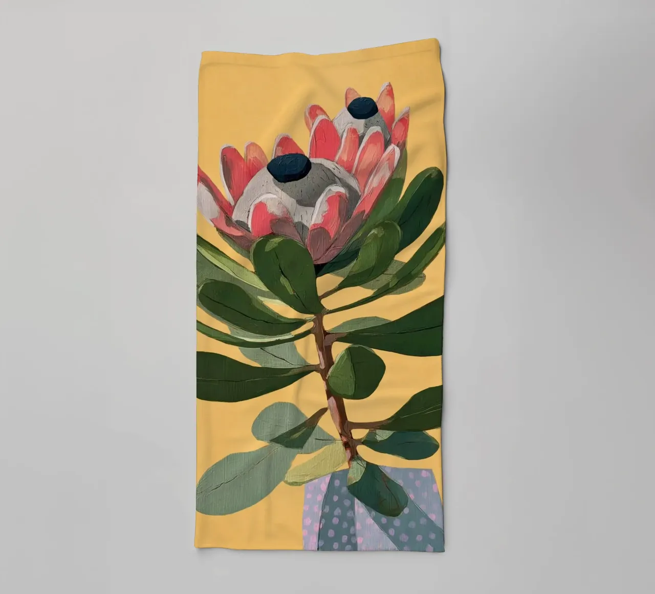 Protea Bloom with Sage Leaves asciugamano da bagno da Flow Line
