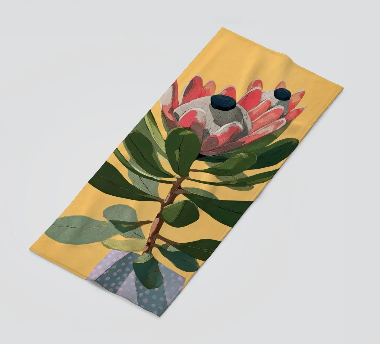 Protea Bloom with Sage Leaves telo mare da Flow Line