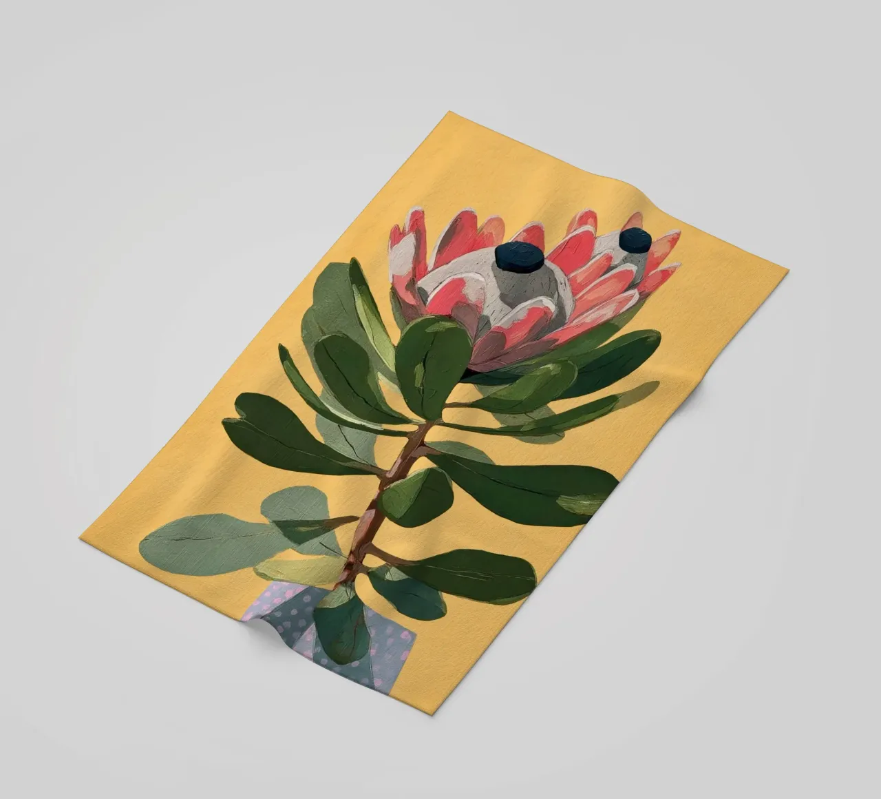 Protea Bloom with Sage Leaves telo mare da Flow Line