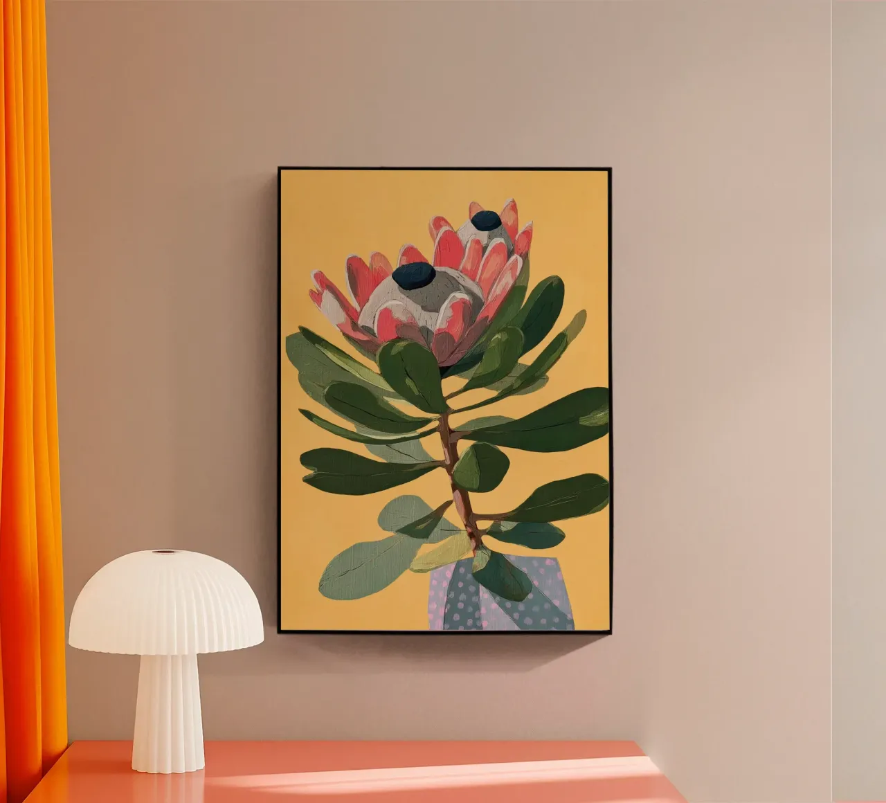 Protea Bloom with Sage Leaves plexiglass da Flow Line
