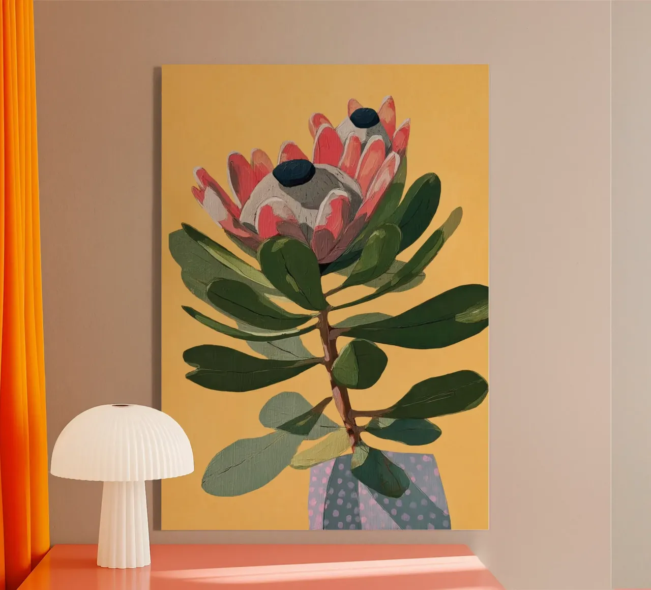 Protea Bloom with Sage Leaves plexiglass da Flow Line