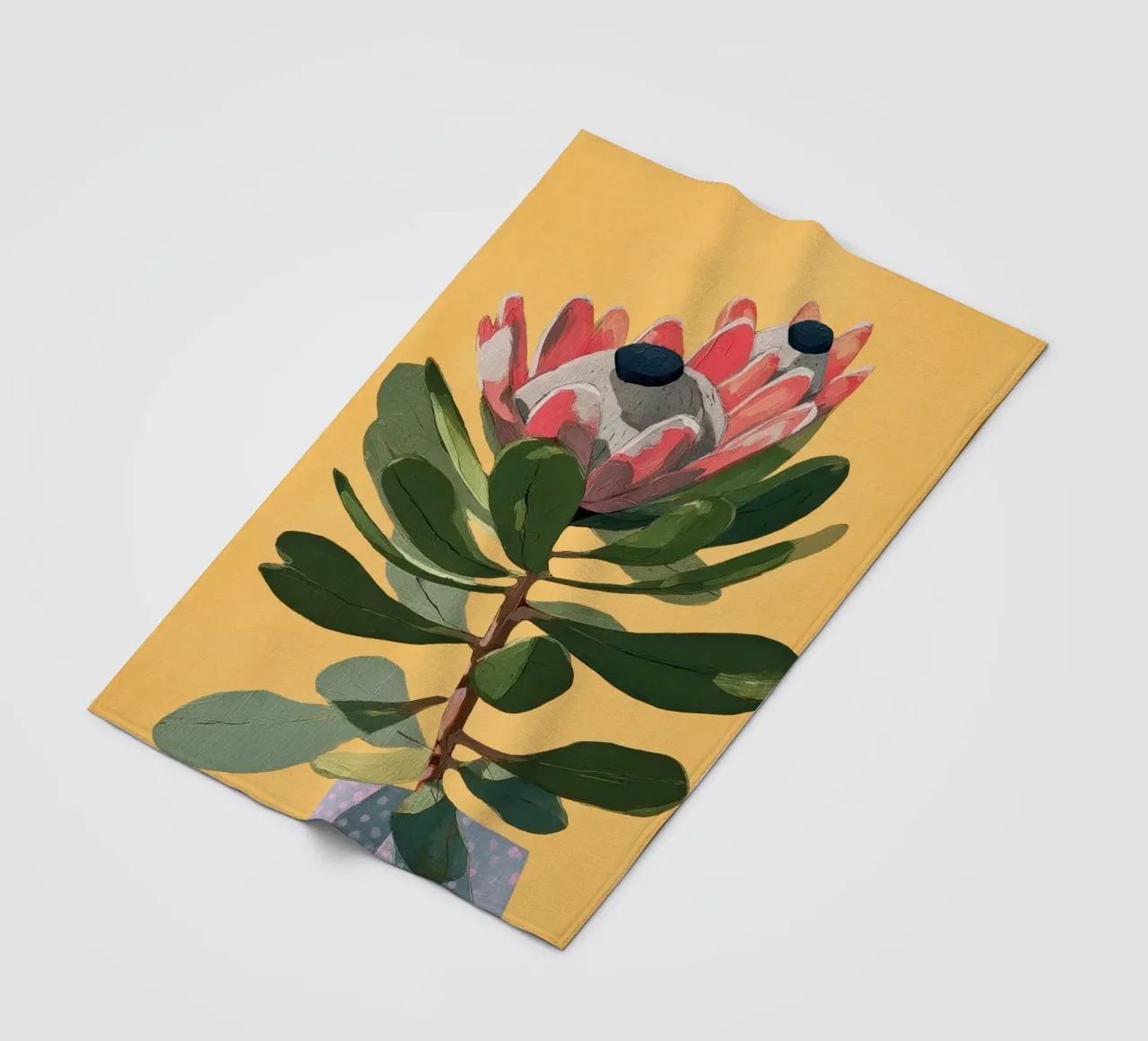 Protea Bloom with Sage Leaves coperta in pile da Flow Line