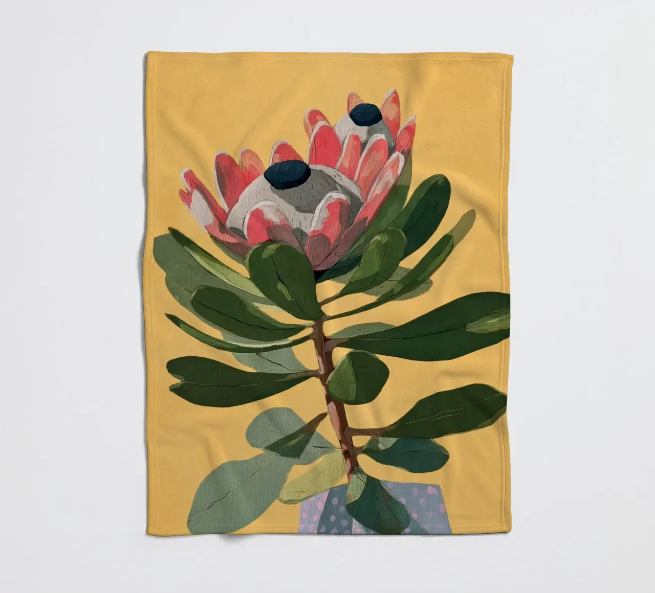 Protea Bloom with Sage Leaves coperta in pile da Flow Line