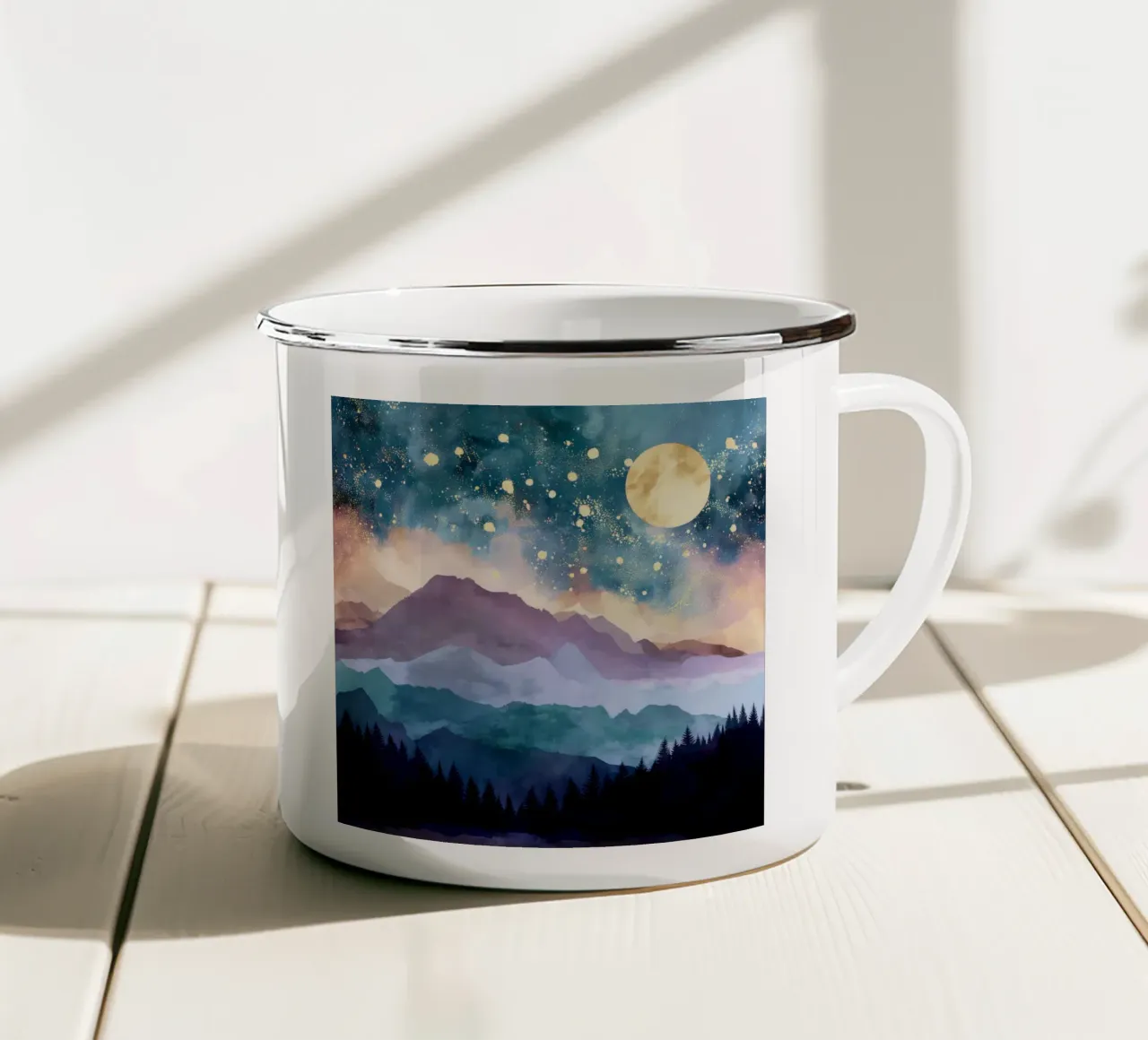 Moonlight Over Indigo Peaks tazza in smalto da Dune