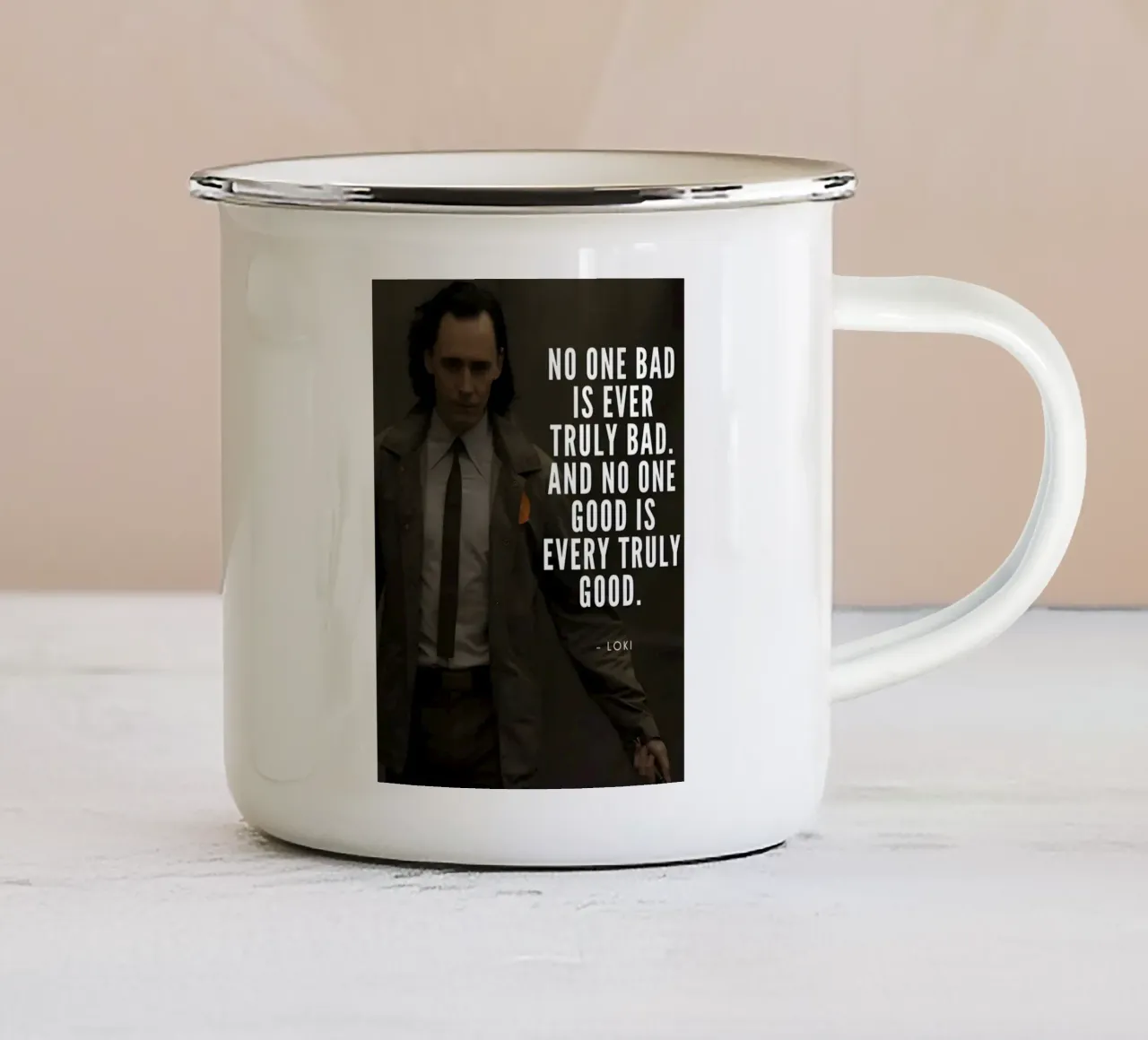 No one bad is ever truly bad tazza in smalto da Type & Tape