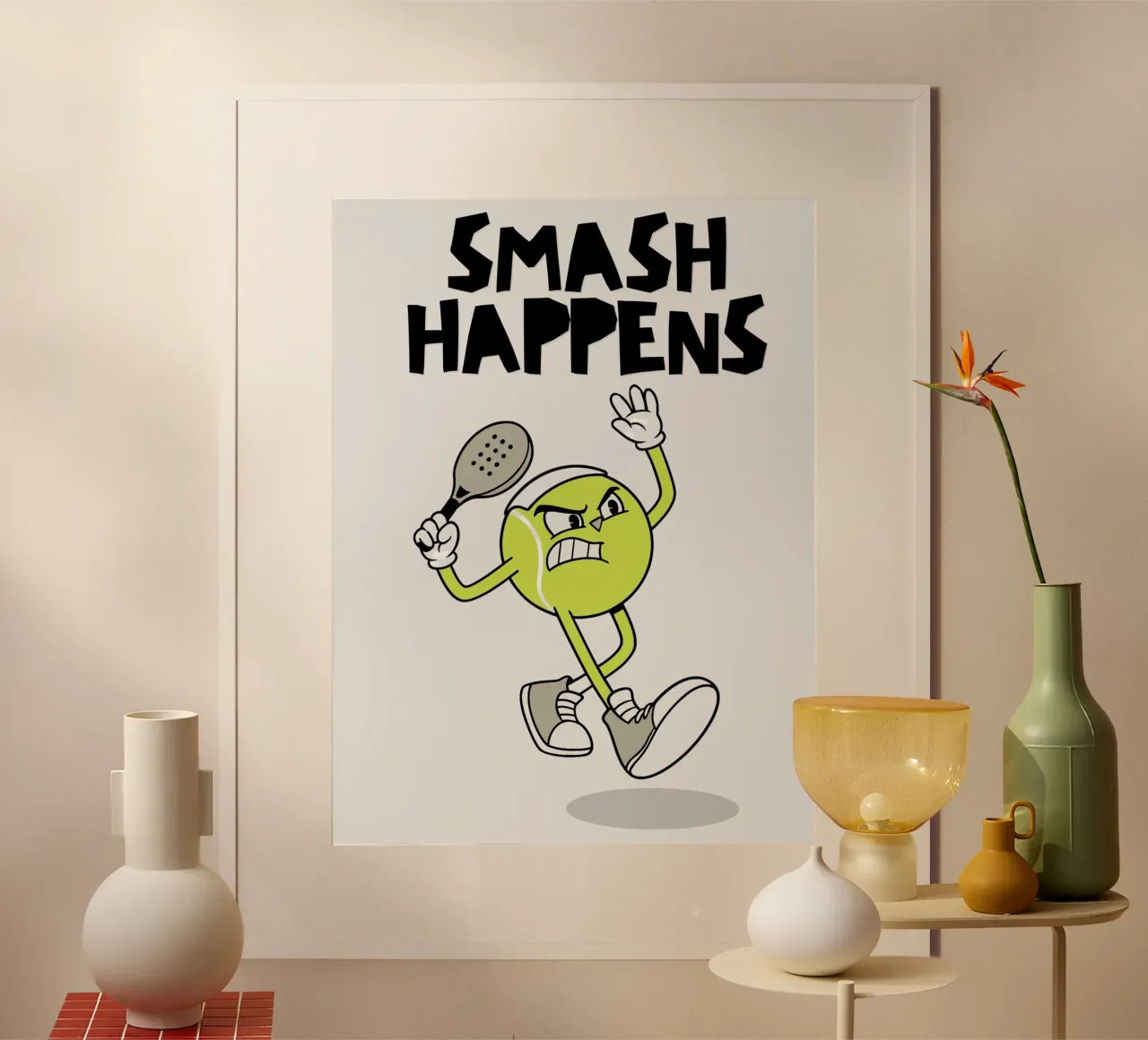 Padel: Smash happens poster con telaio in alluminio da Diesdas Ananas Design