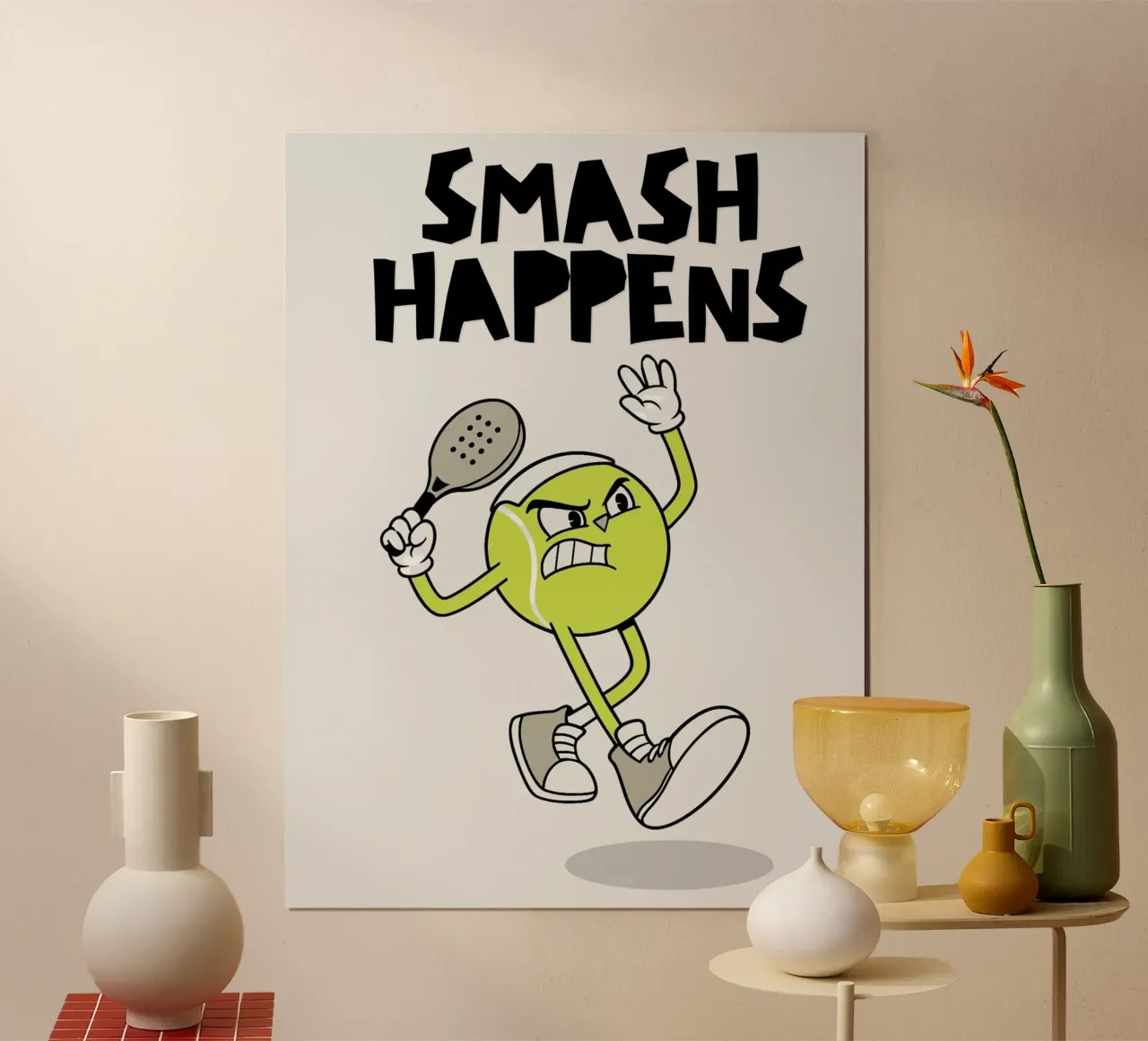 Padel: Smash happens poster con telaio in alluminio da Diesdas Ananas Design