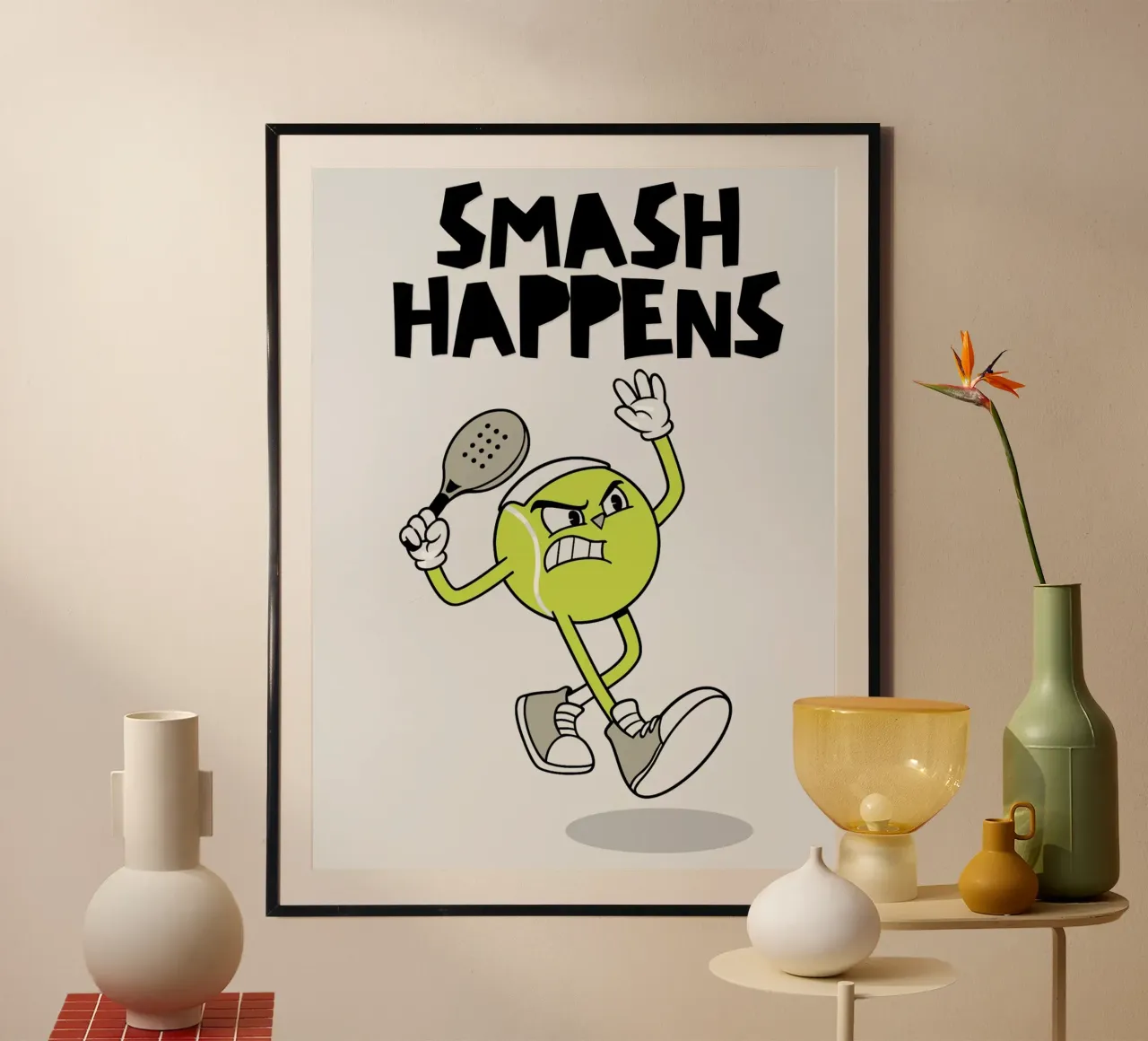 Padel: Smash happens poster con telaio in alluminio da Diesdas Ananas Design