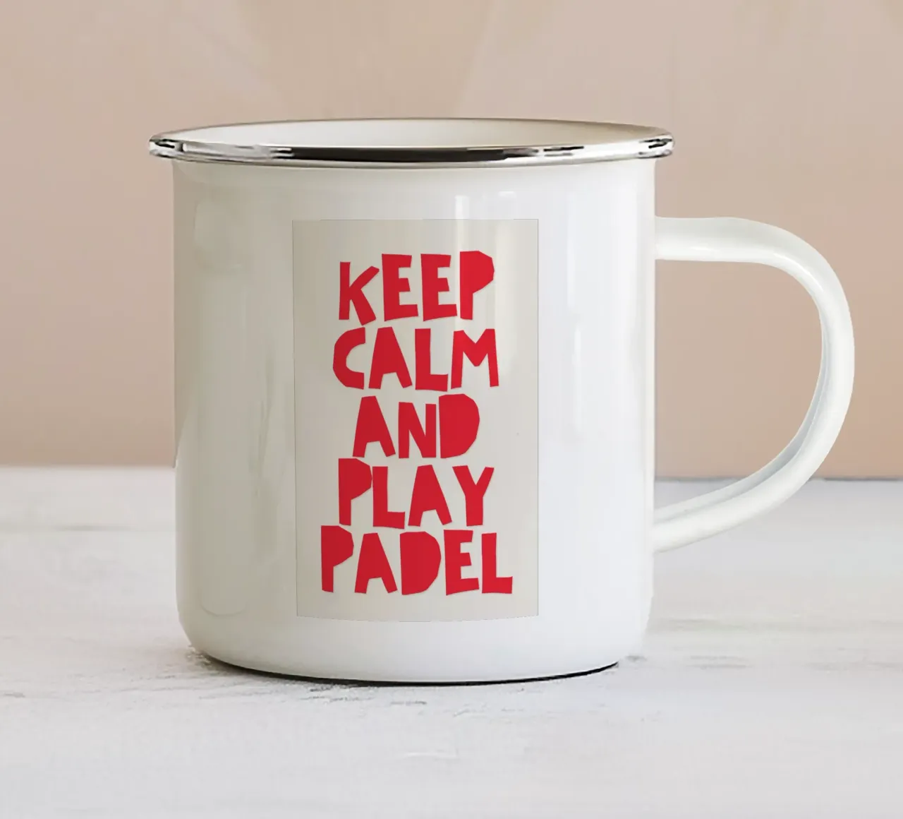 Keep calm and play Padel tazza in smalto da Diesdas Ananas Design