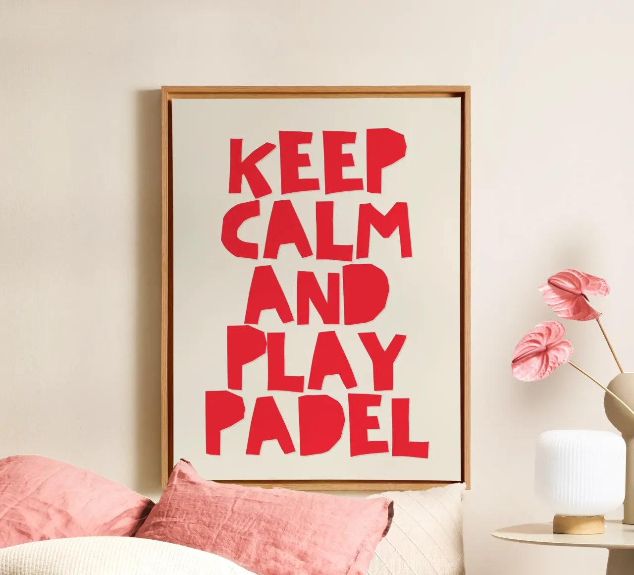 Keep calm and play Padel tela con Cornice a cassetta da Diesdas Ananas Design