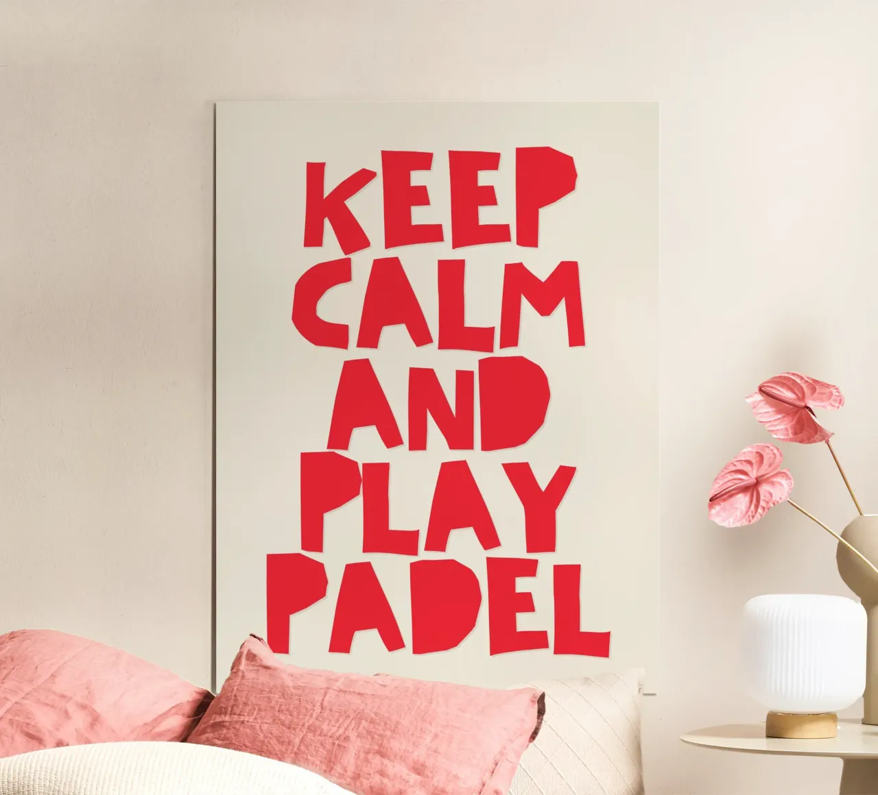 Keep calm and play Padel poster con telaio in alluminio da Diesdas Ananas Design
