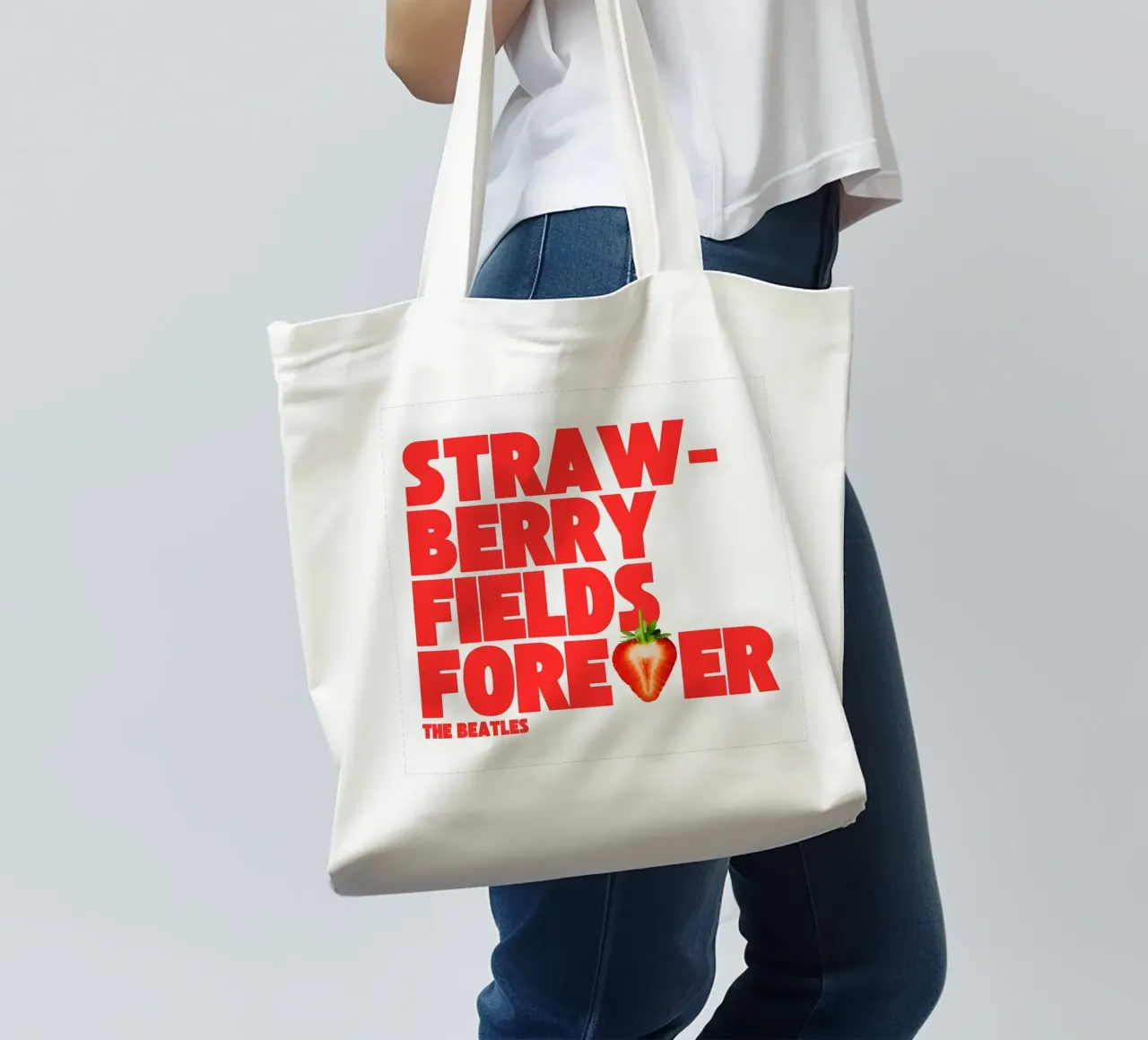 Strawberry Fields Forever borsa in juta da Type & Tape